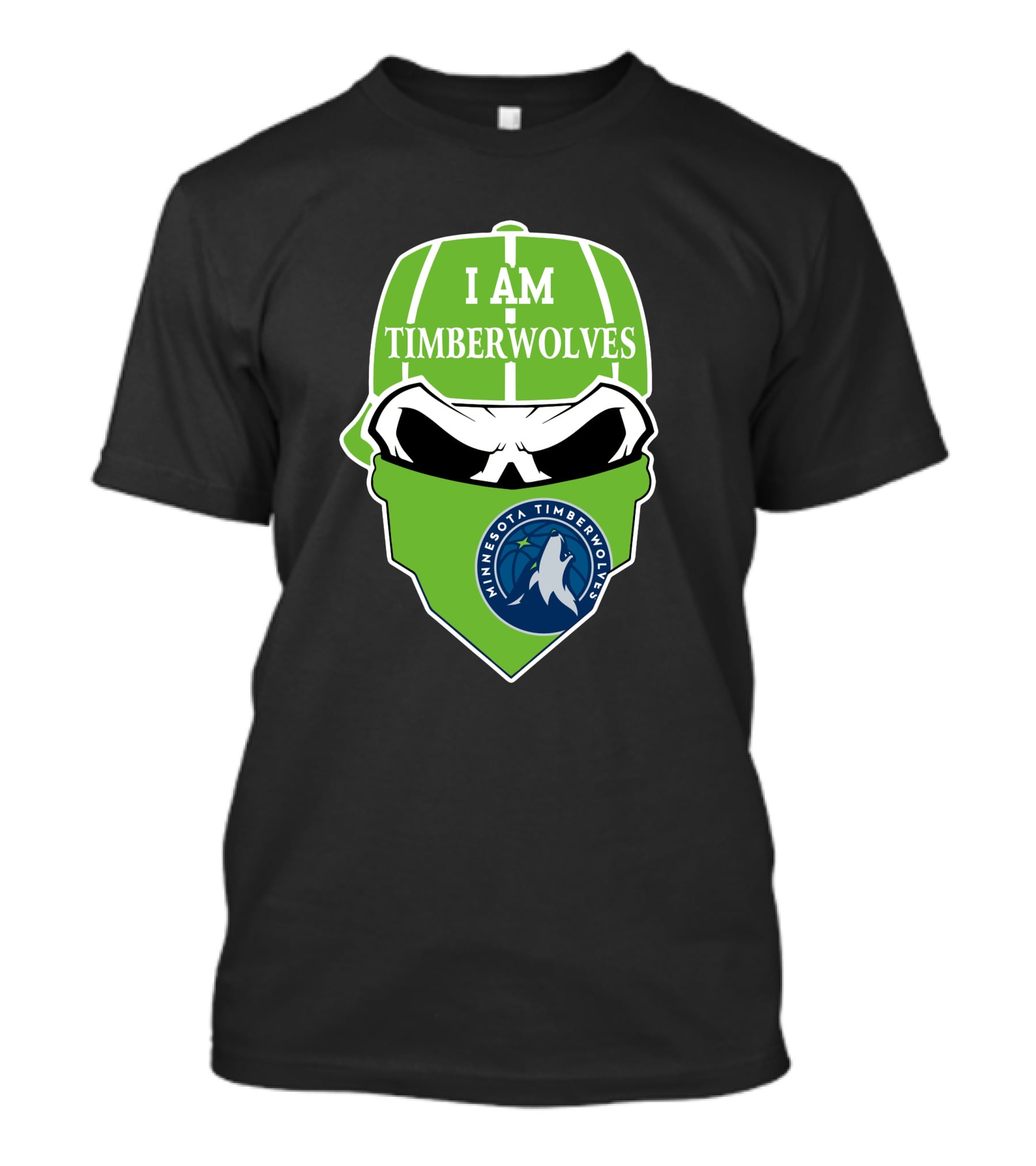 I Am Timberwolves Minnesota Timberwolves Logo Skull T-Shirt