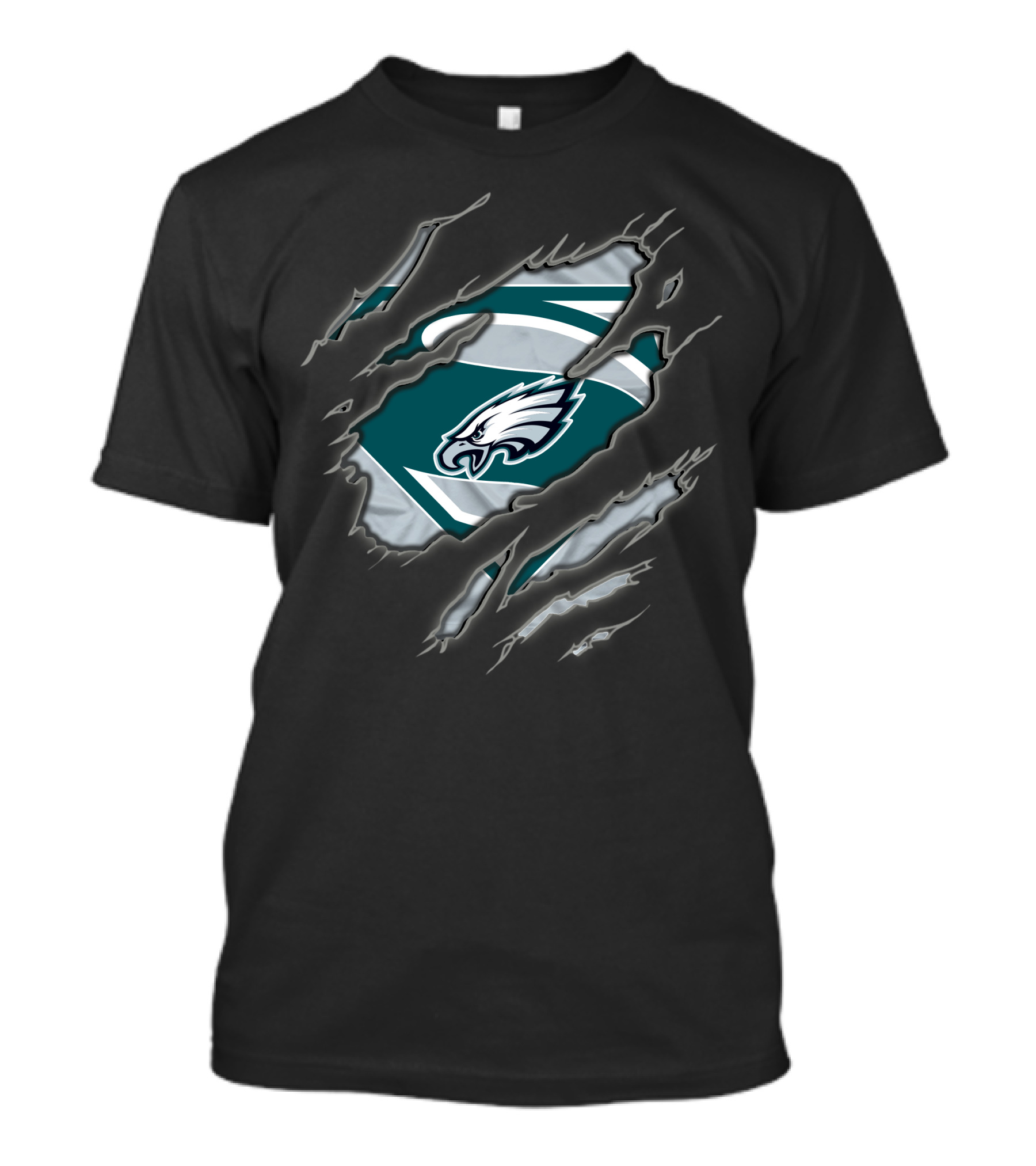 Philadelphia Eagles Logo Superman Style Rip Effect T-Shirt