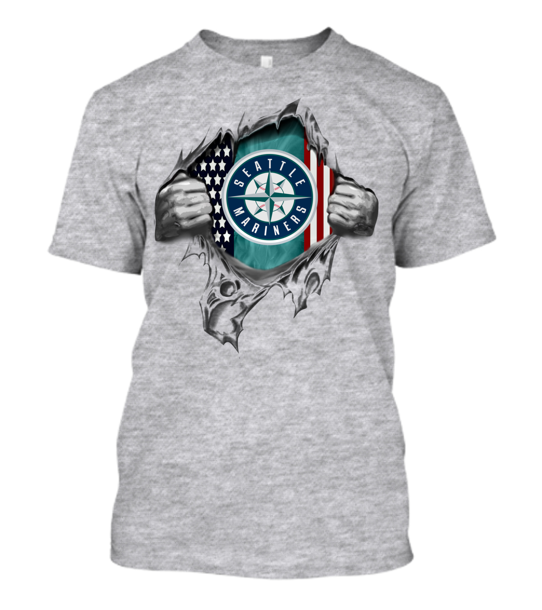 Seattle Mariners American Flag Graphic With Stars And Stripes T-Shirt