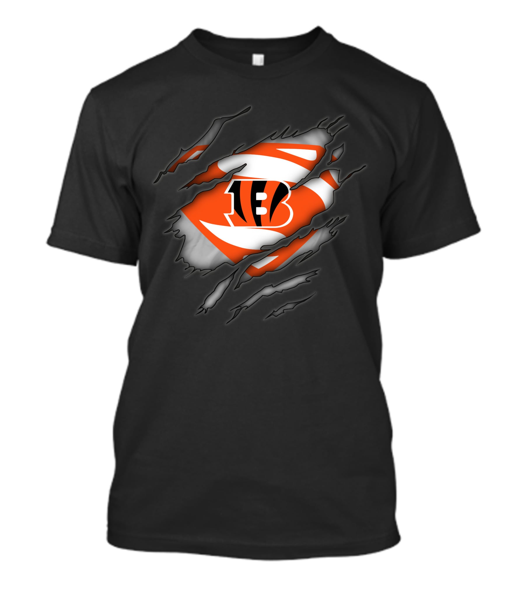 Cincinnati Bengals Superman Logo Ripped T-Shirt