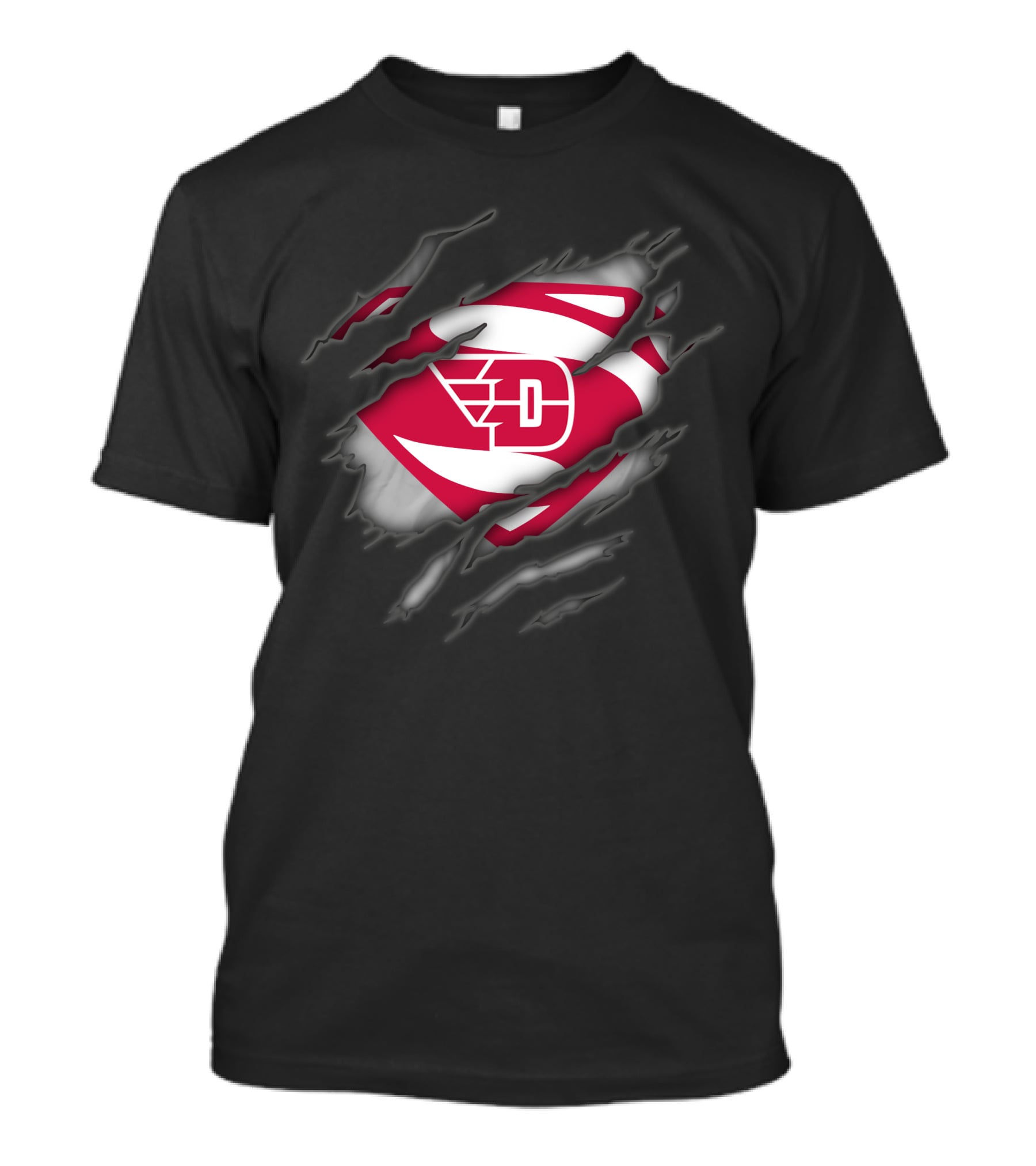 Dayton Flyers Superman Inspired Logo With Torn Fabric Effect T-Shirt