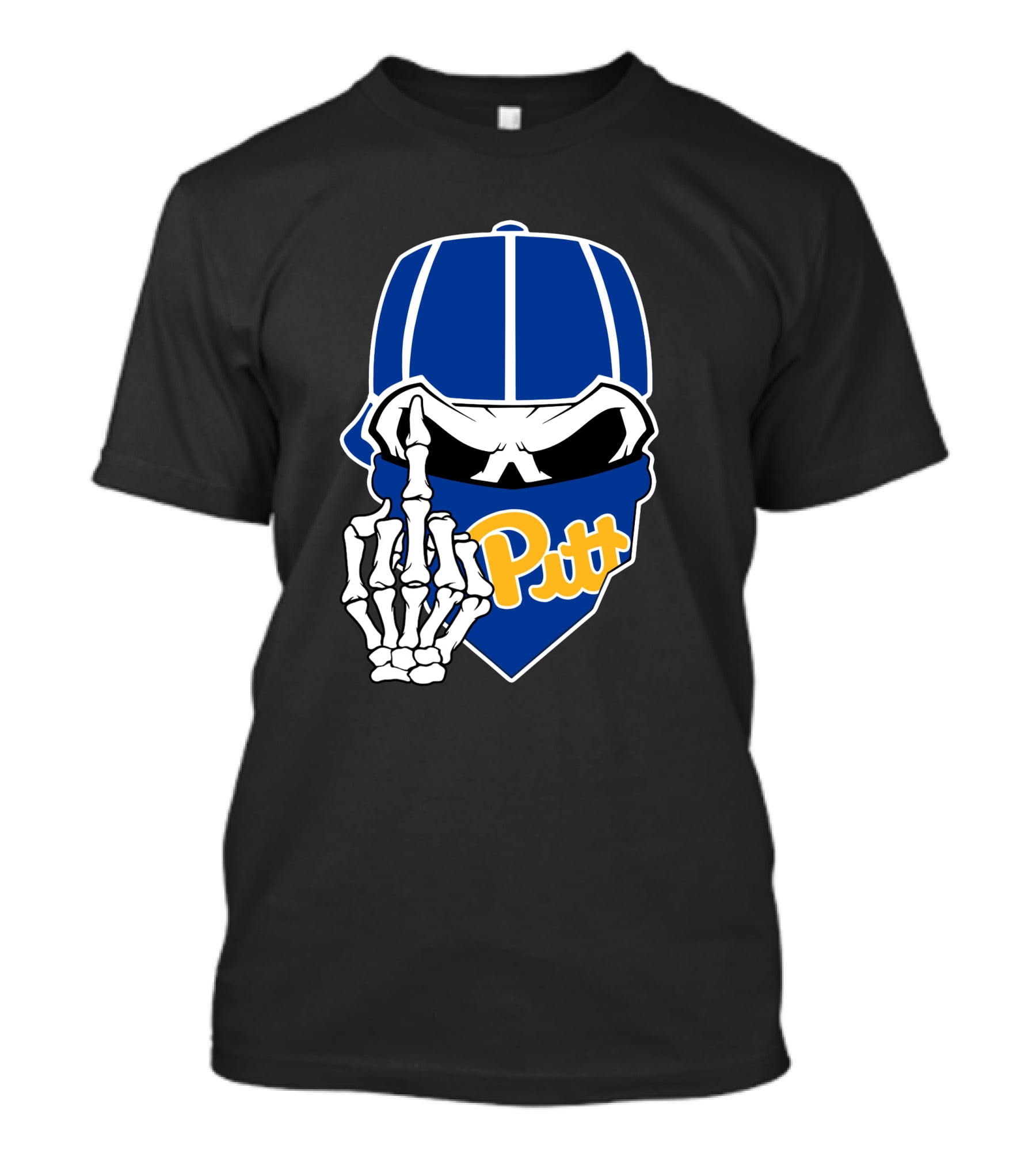 Pitt Panthers Skull Skeleton Hand T-Shirt