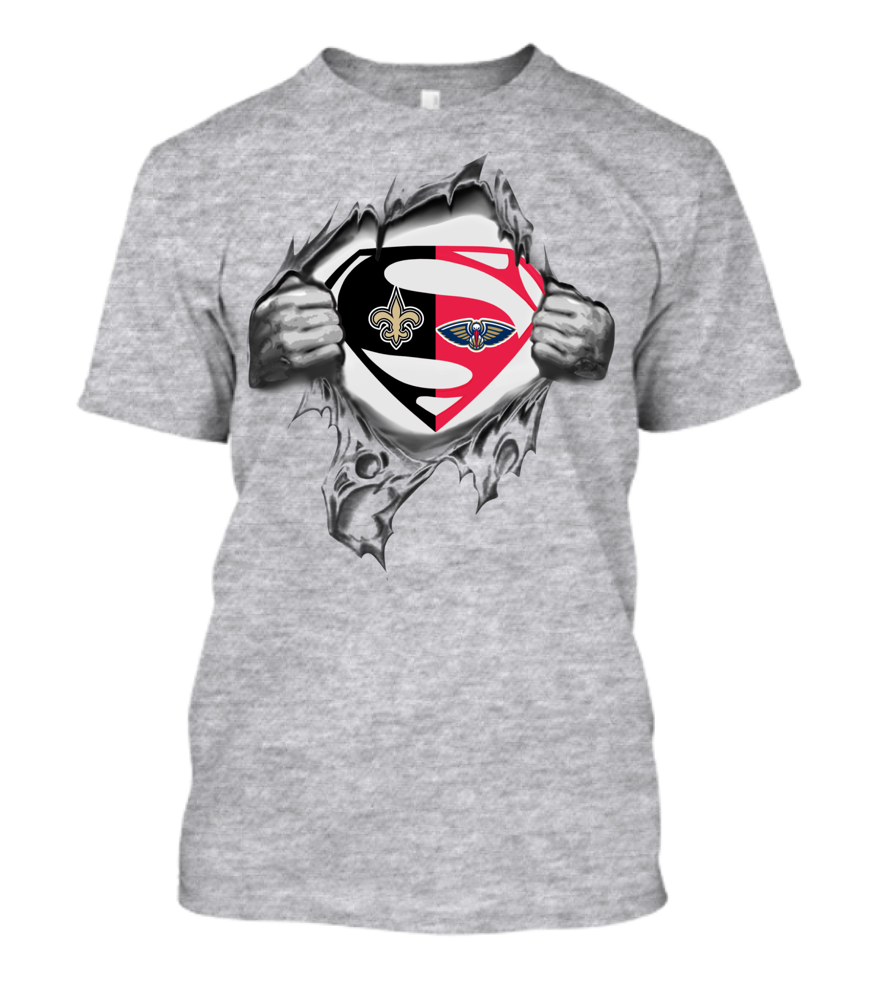Saints New Orleans Pelicans Superman Logo Fusion T-Shirt