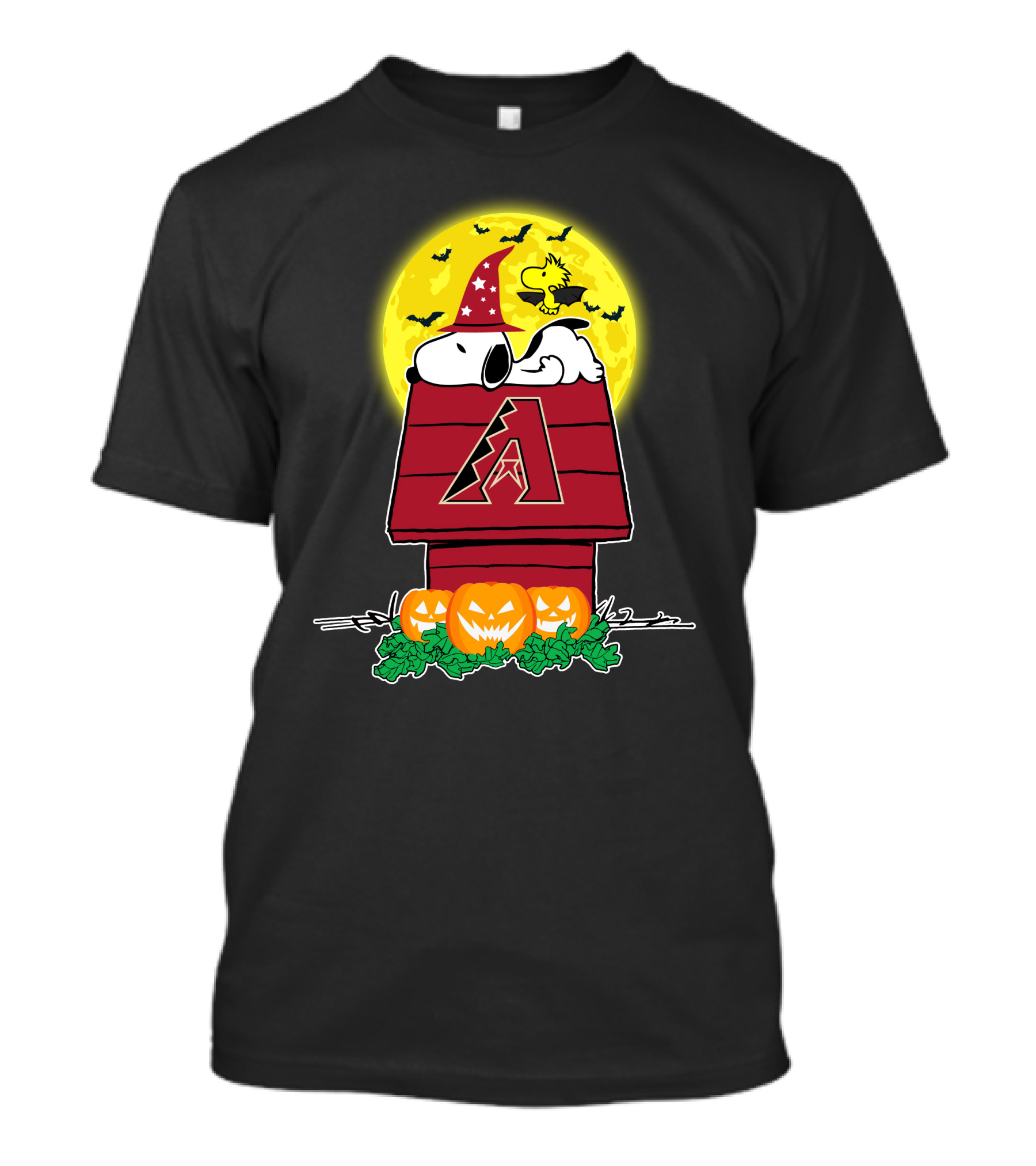 Arizona Diamondbacks Snoopy Halloween Full Moon Pumpkins T-Shirt