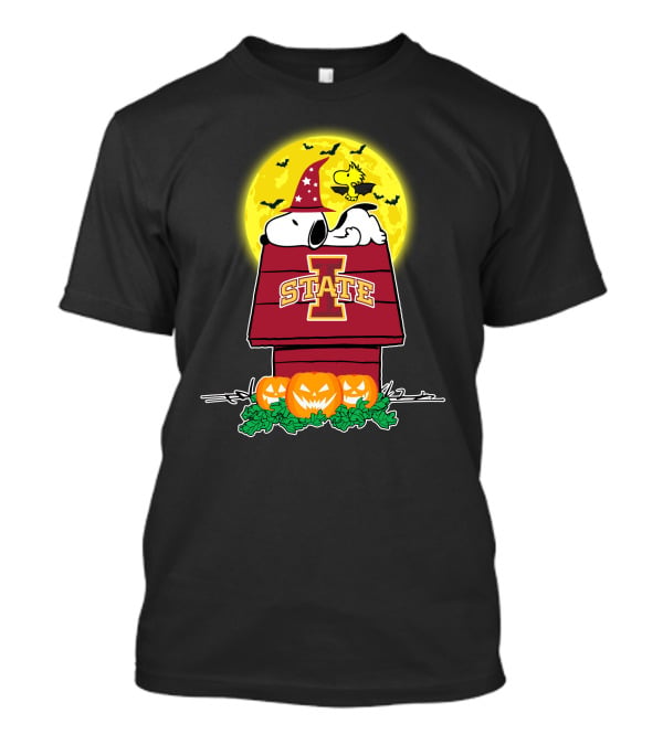 Snoopy And Woodstock Iowa State Cyclones Halloween Pumpkins Moon T-Shirt