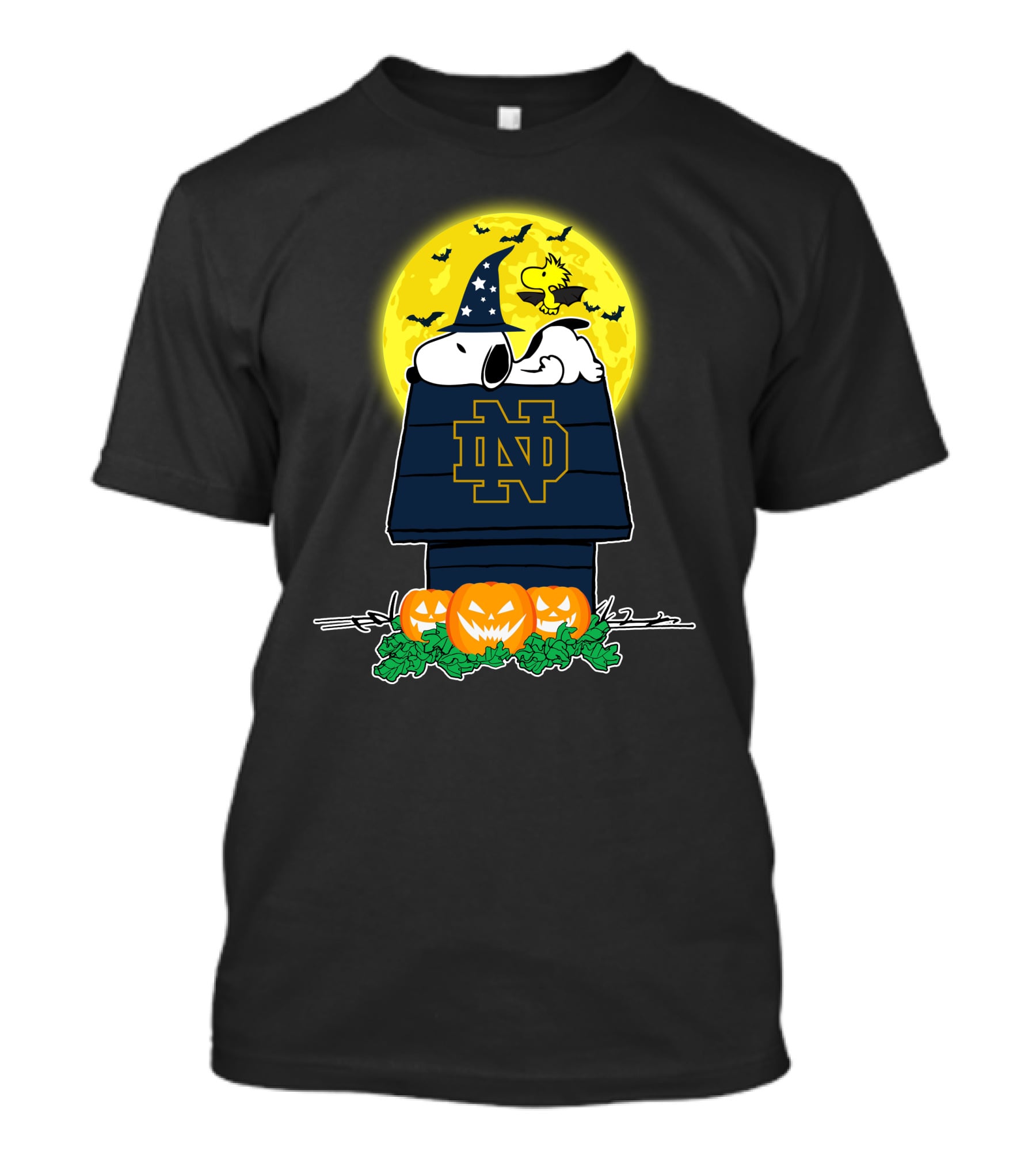 Snoopy Notre Dame Fighting Irish Halloween Moon Pumpkins T-Shirt