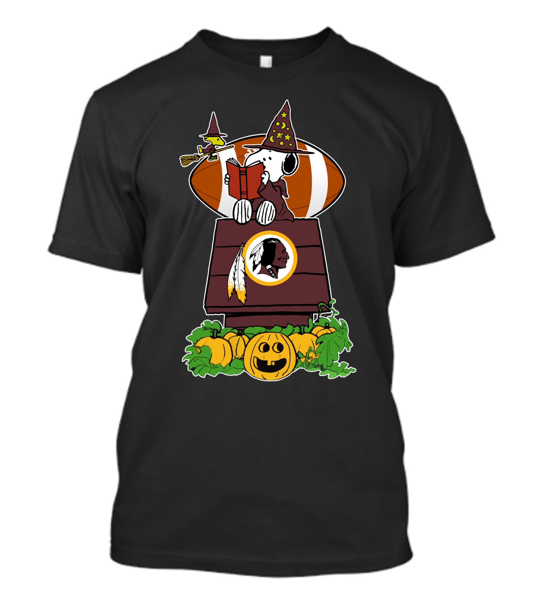 Washington Redskins Snoopy Halloween Football Pumpkin Scene T-Shirt