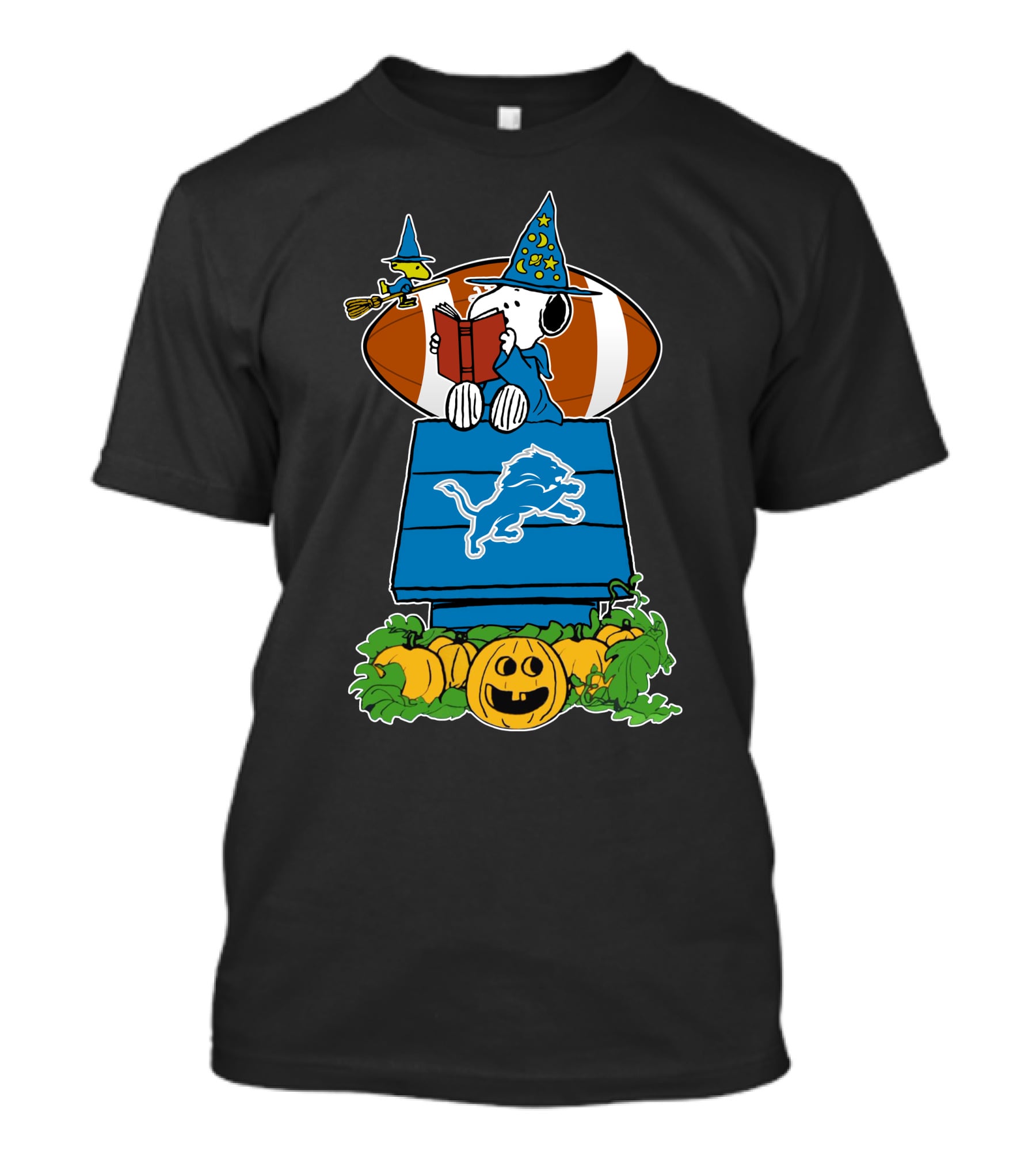 Detroit Lions Snoopy Halloween Peanuts Football Pumpkin House T-Shirt
