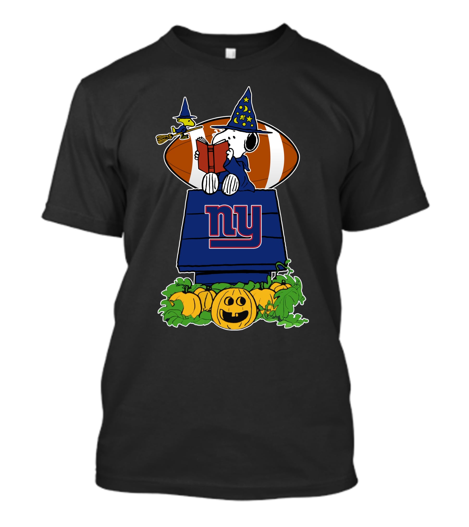New York Giants Snoopy Halloween Witch Reading Football Pumpkin T-Shirt