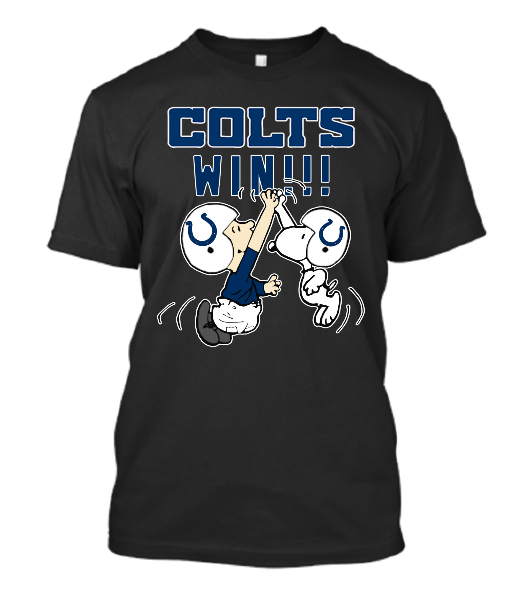 Colts Win High Five Peanuts Characters Helmets T-Shirt