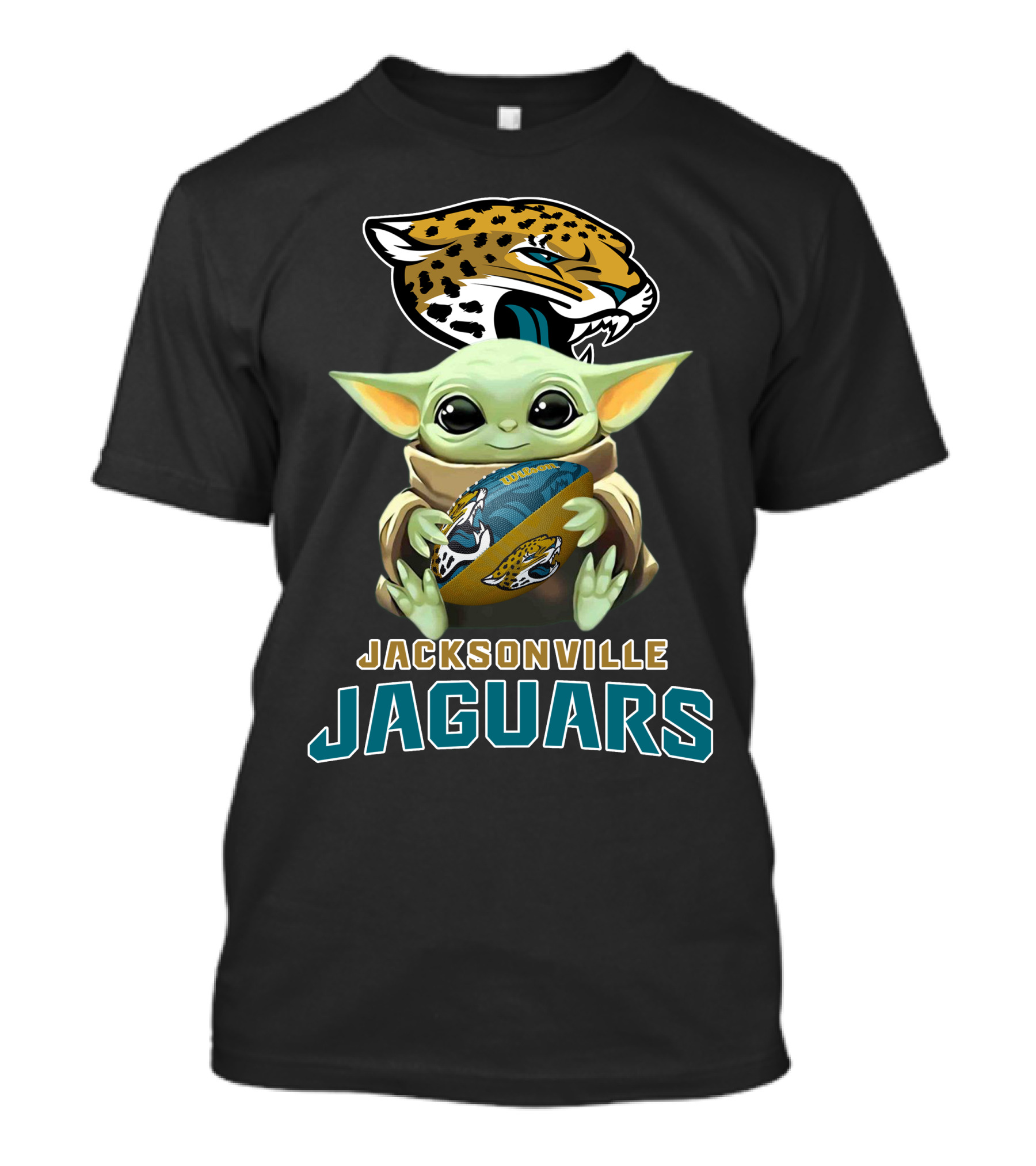 Jacksonville Jaguars Baby Yoda Holding Football With Team T-Shirt
