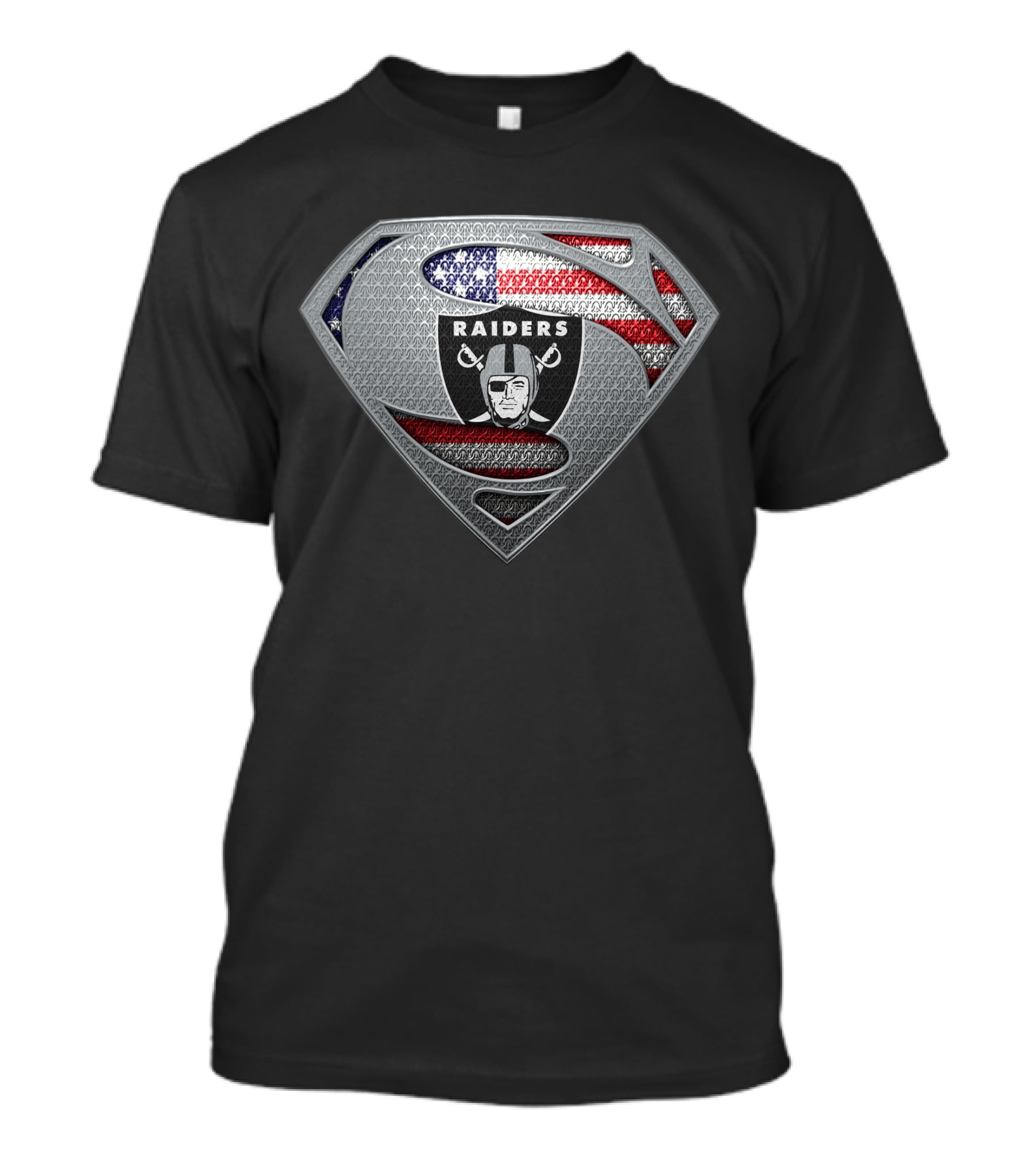 Las Vegas Raiders Superman Logo With American Flag T-Shirt