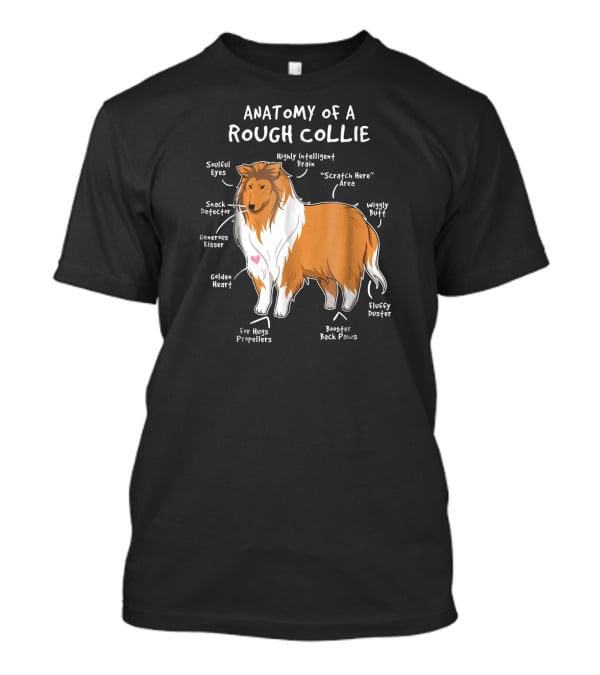 Anatomy Of A Rough Collie Highly Intelligent Brain Snack Detector Golden Heart Fluffy Duster T-Shirt