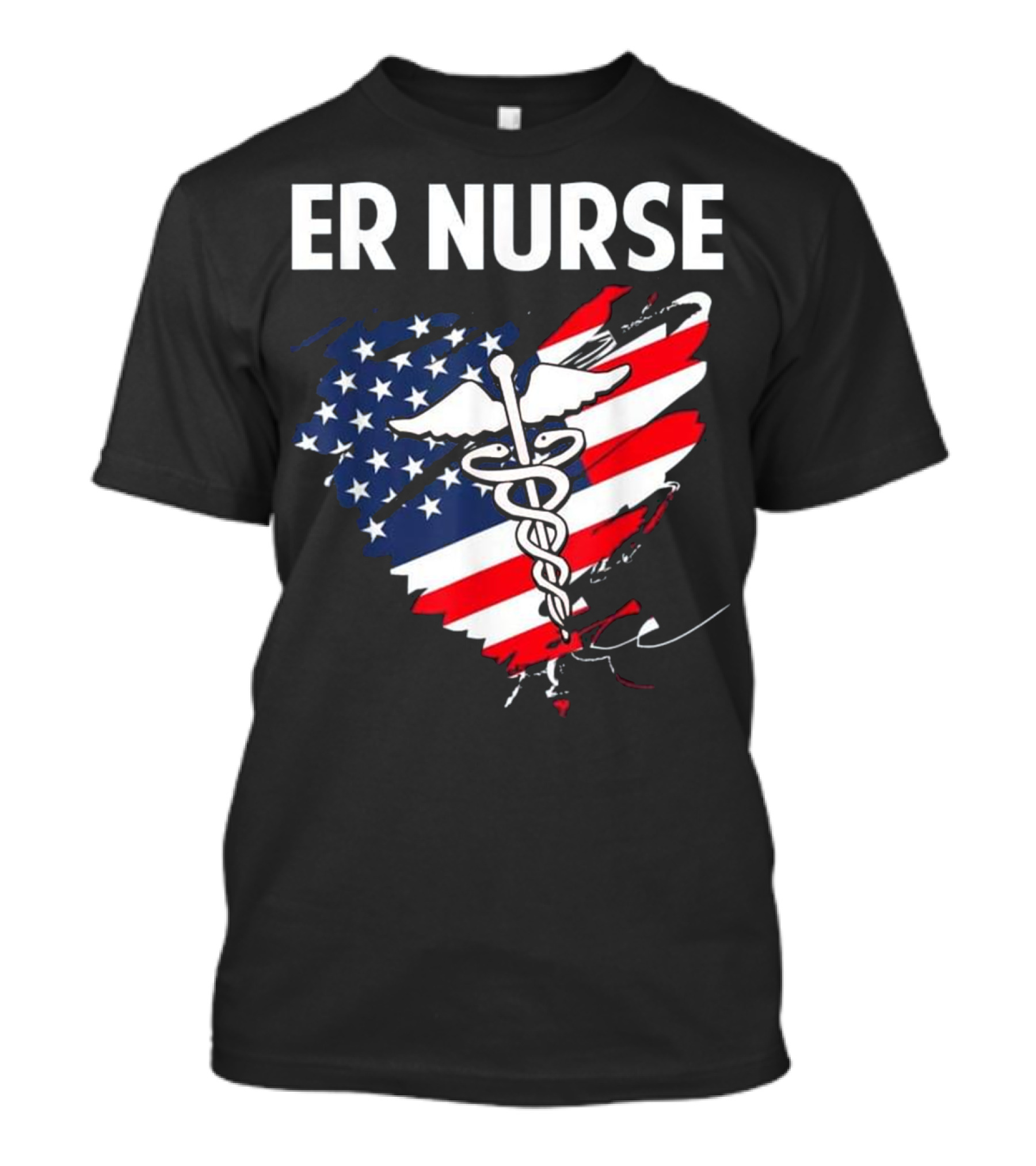 ER Nurse American Flag Caduceus Medical T-Shirt