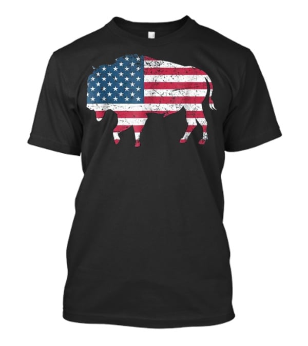 American Flag Buffalo USA Patriotic Bison T-Shirt