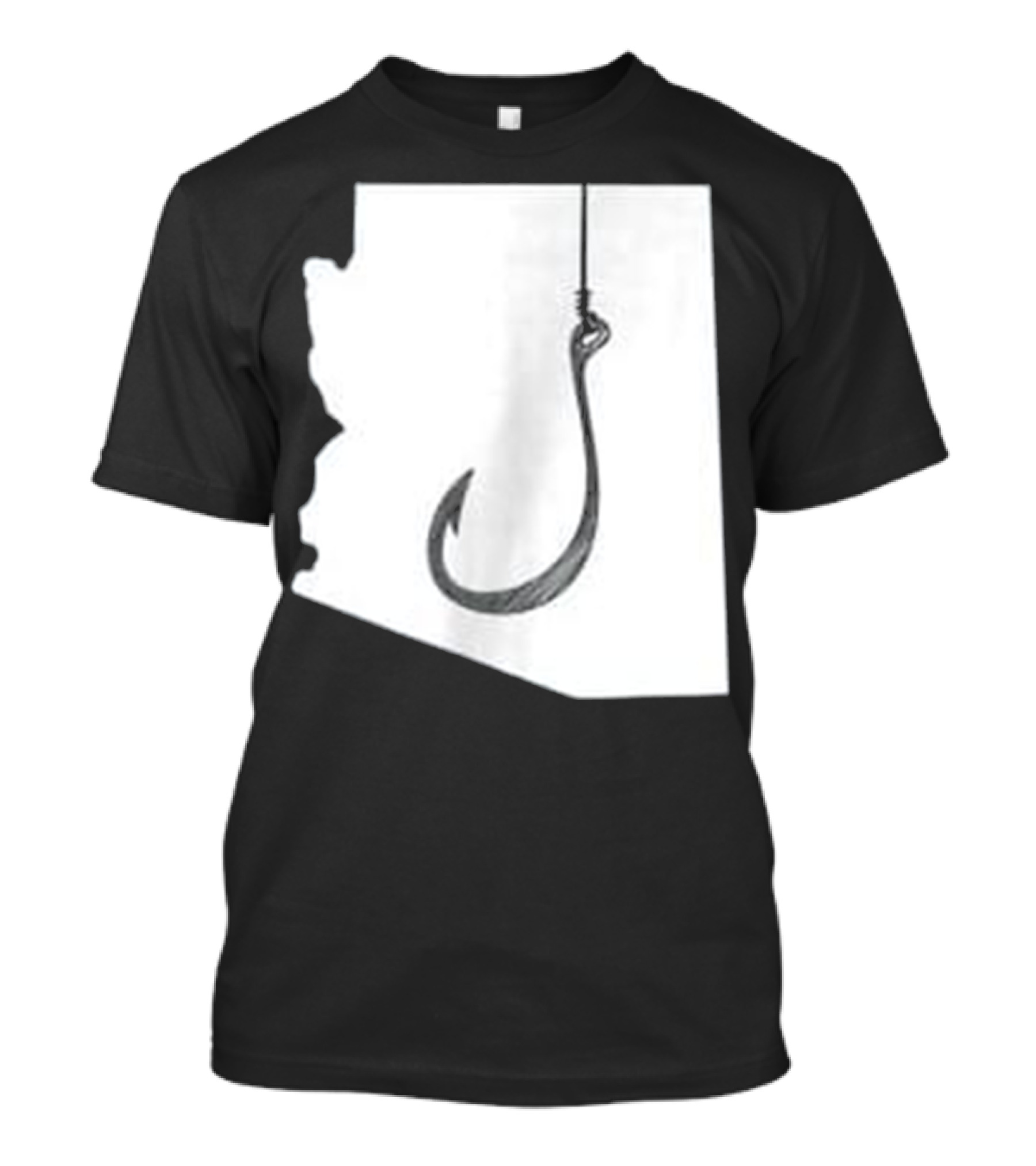 Arizona State Outline Fishing Hook Novelty T-Shirt