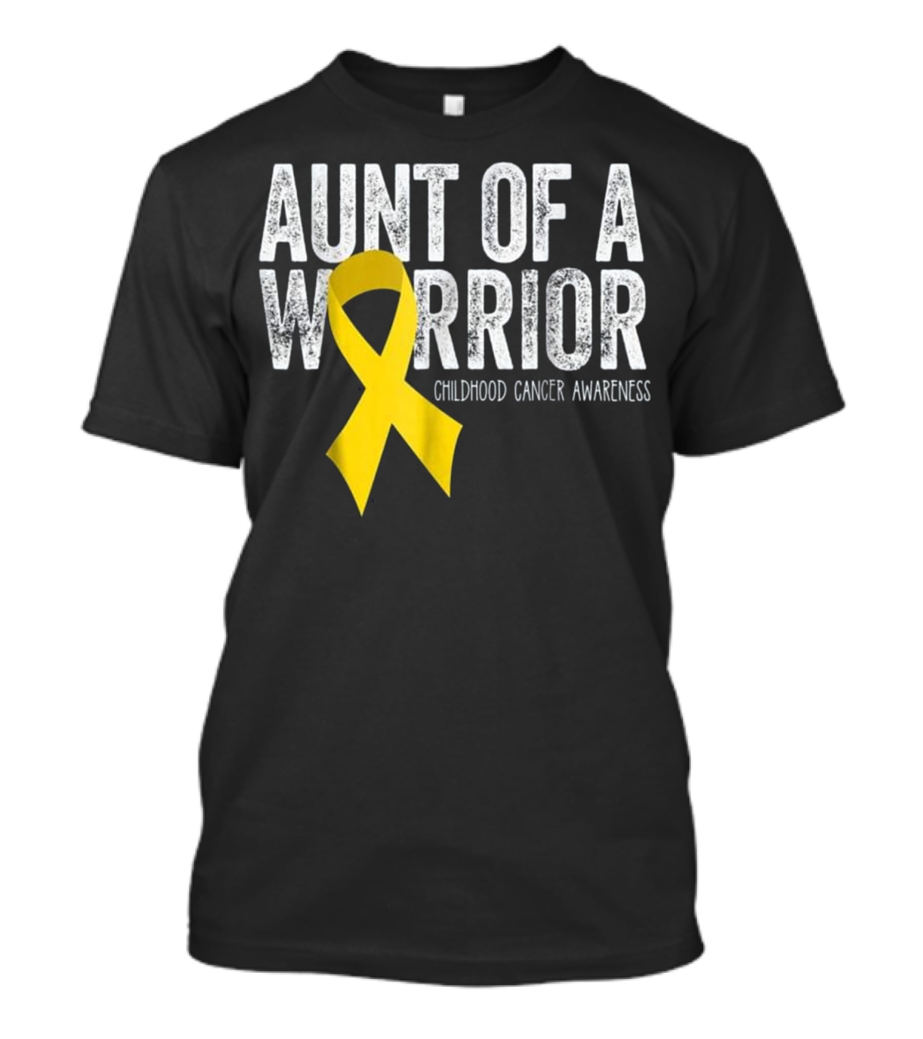 Aunt Of A Warrior Childhood Cancer Awareness Yellow T-Shirt