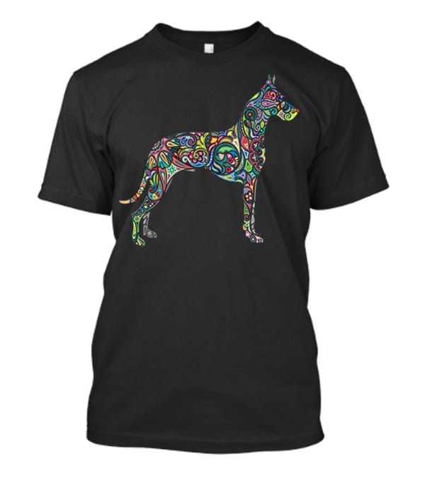 Colorful Artistic Great Dane Dog Totem Tattoo T-Shirt