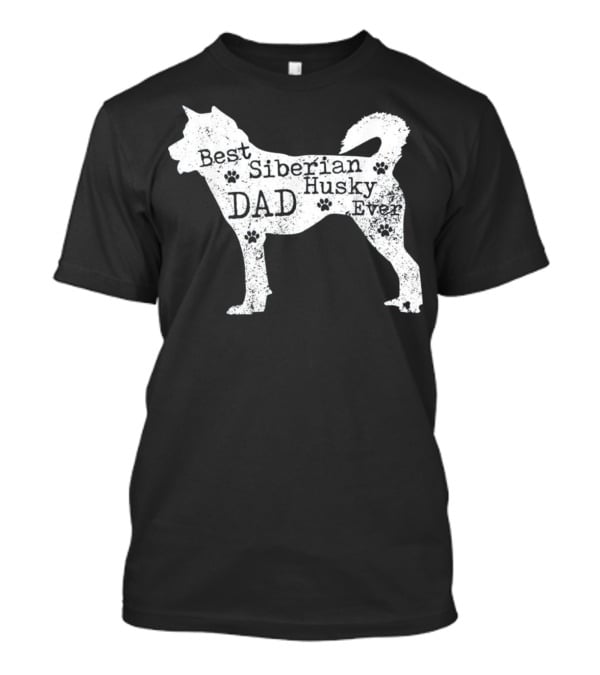 Best Siberian Husky Dog Dad Ever With Paw Prints T-Shirt