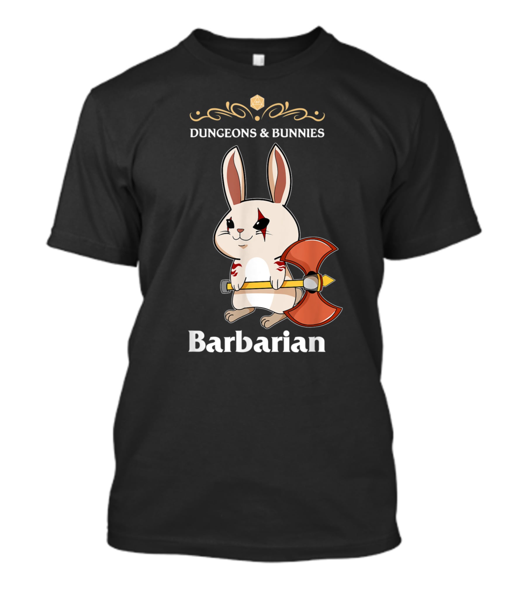 Dungeons And Bunnies Barbarian With Axe And Rune Symbols T-Shirt