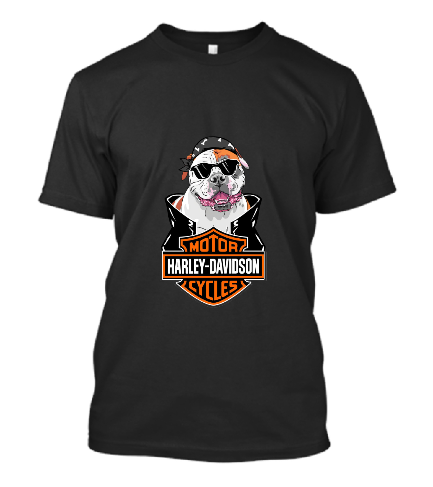 American Bulldog Harley Davidson Biker Style T-Shirt