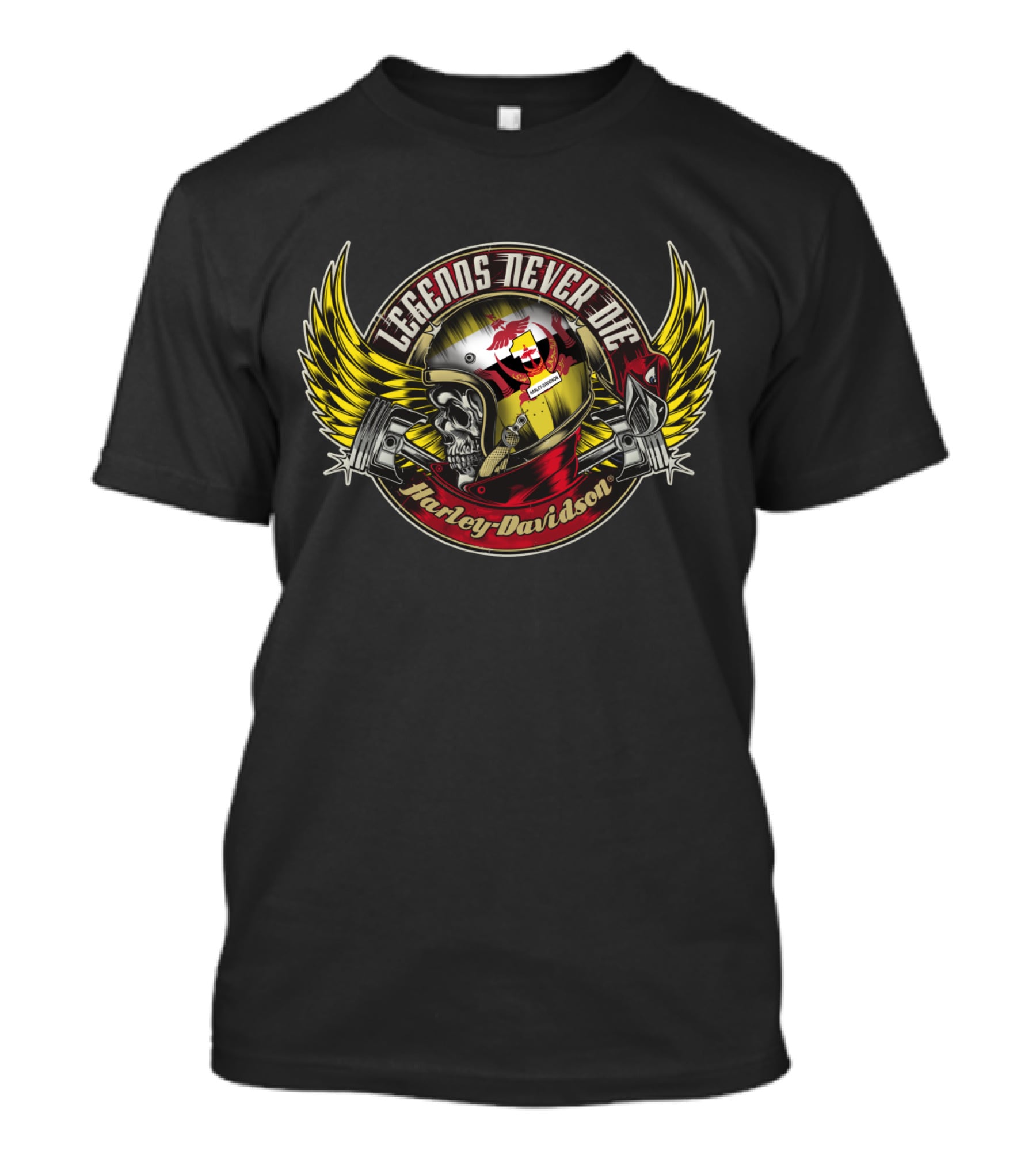 Legends Never Die Brunei Flag Skull Harley Davidson T-Shirt