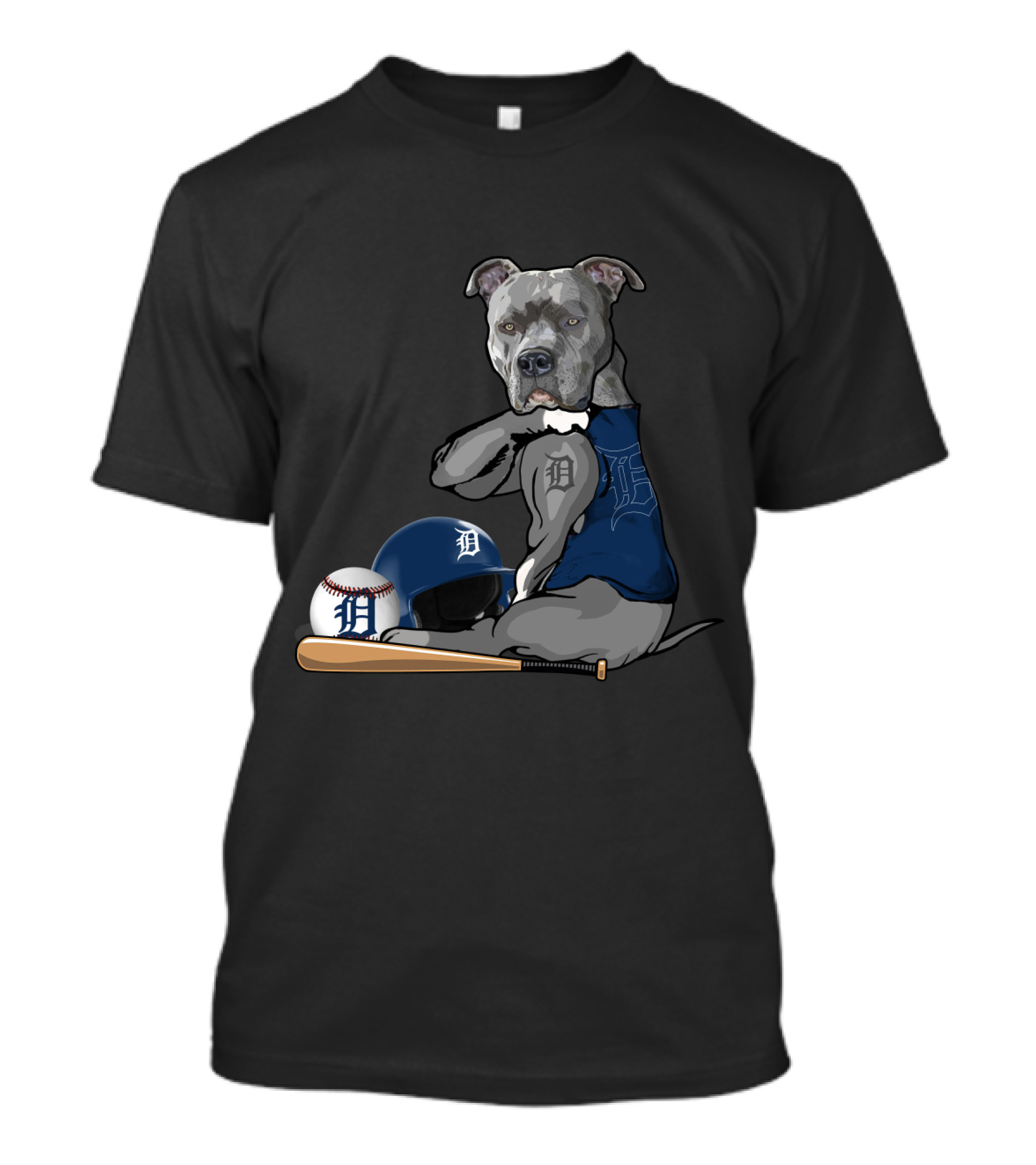 Detroit Tigers Pit Bull Baseball Team Spirit T-Shirt