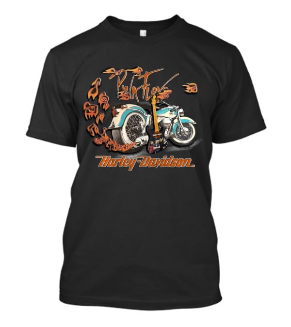 Pink Floyd Harley Davidson Motorcycle With Guitar And Musical Notes T-Shirt