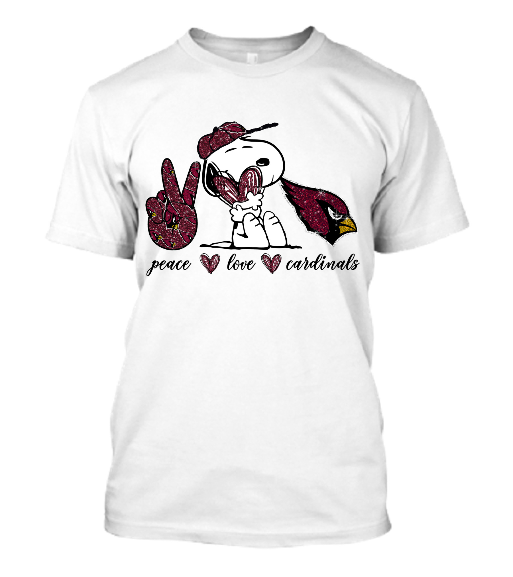 Peace Love Cardinals Snoopy Arizona Football T-Shirt