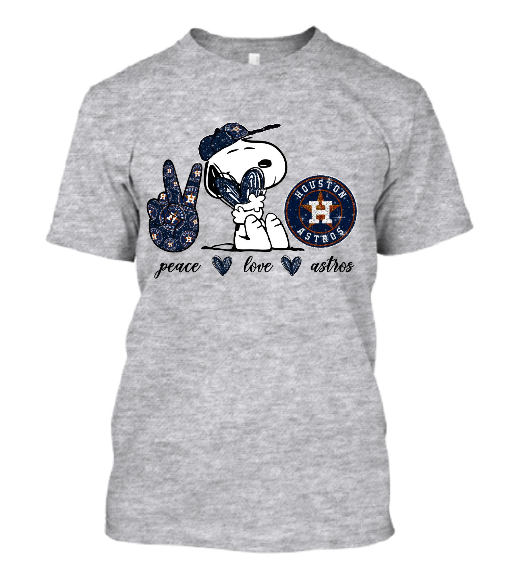 Peace Love Houston Astros Snoopy Vintage Baseball Fan T-Shirt