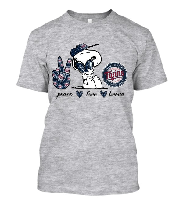 Peace Love Minnesota Twins Snoopy Baseball Club T-Shirt