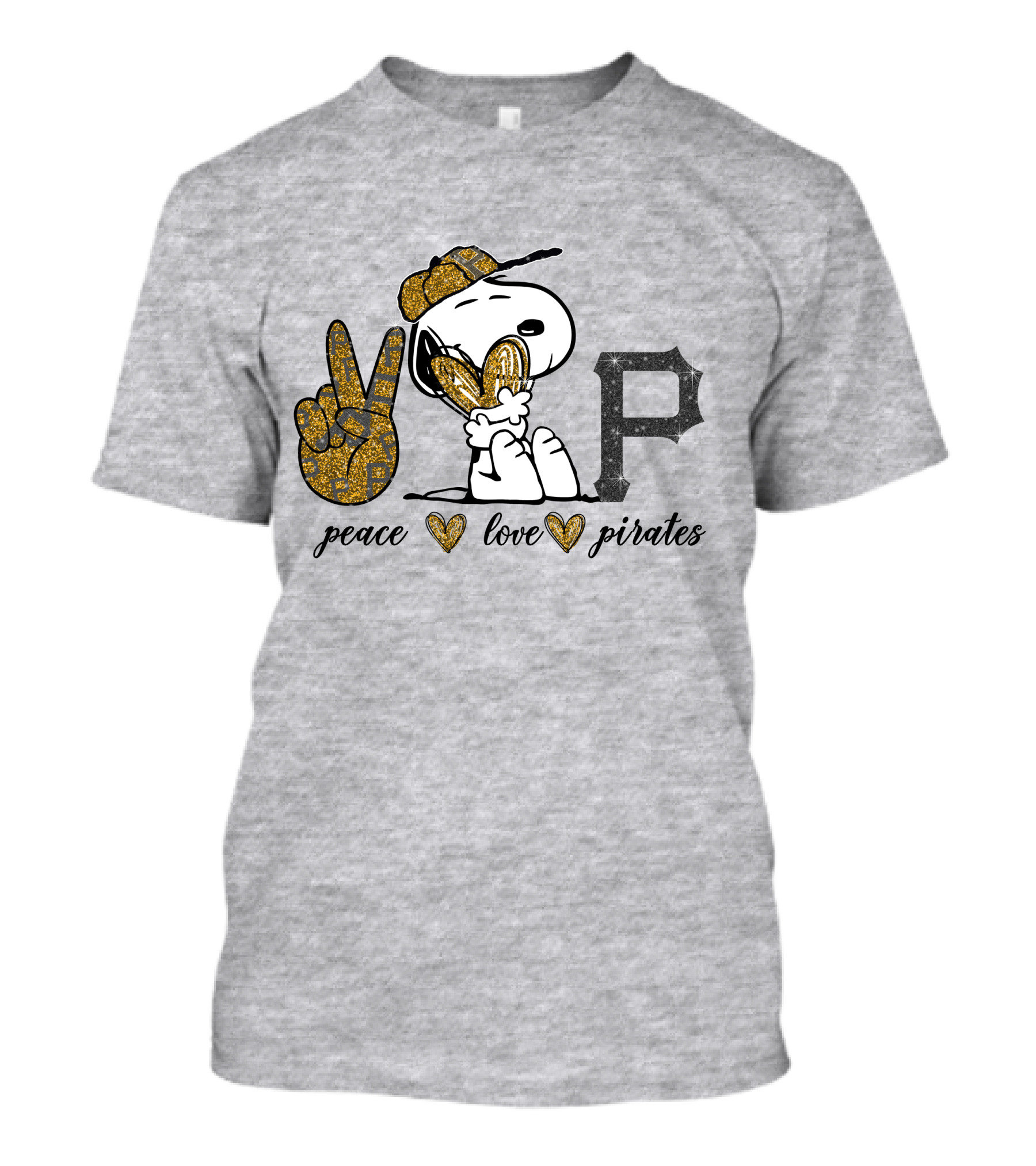 Peace Love Pittsburgh Pirates Snoopy Baseball Fan T-Shirt