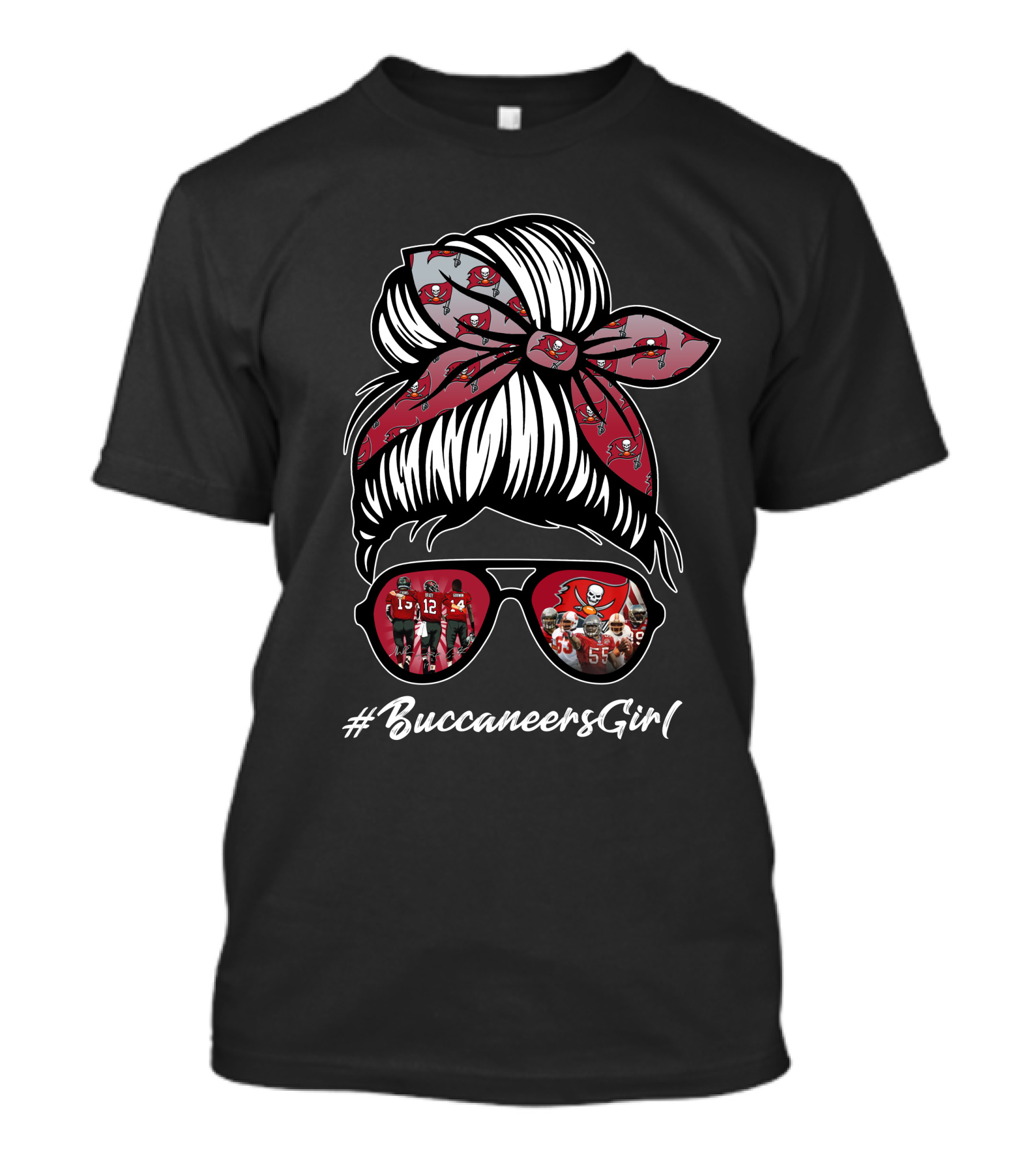 BuccaneersGirl NFL Fans With Bandana And Sunglasses T-Shirt