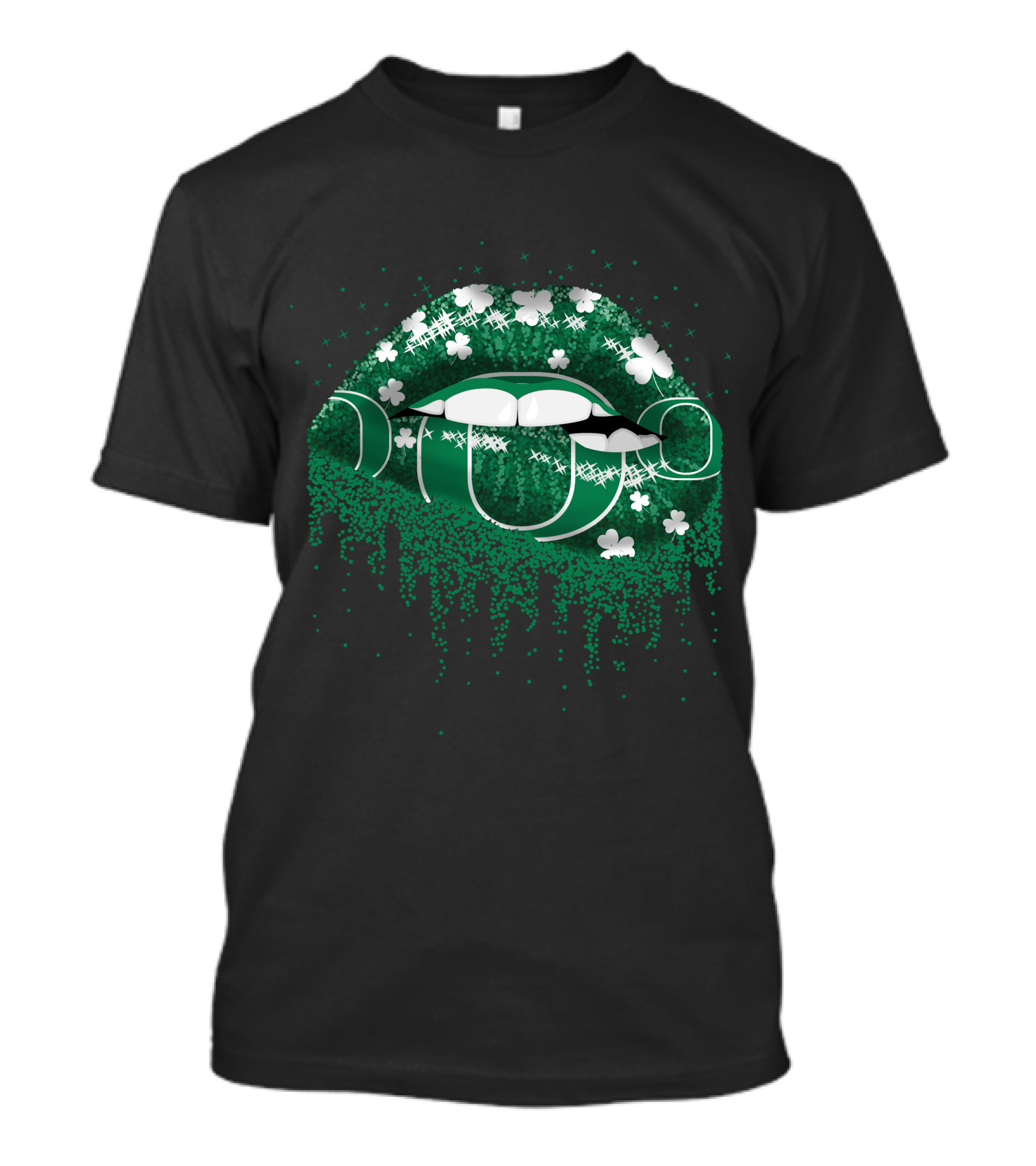 Oregon Ducks Lips Green Glitter Shamrock Cascade T-Shirt
