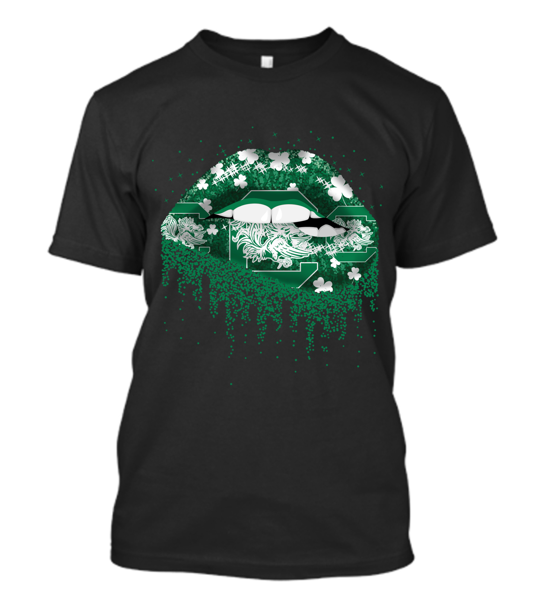 South Carolina Gamecocks Lips Shamrock Green Drip T-Shirt