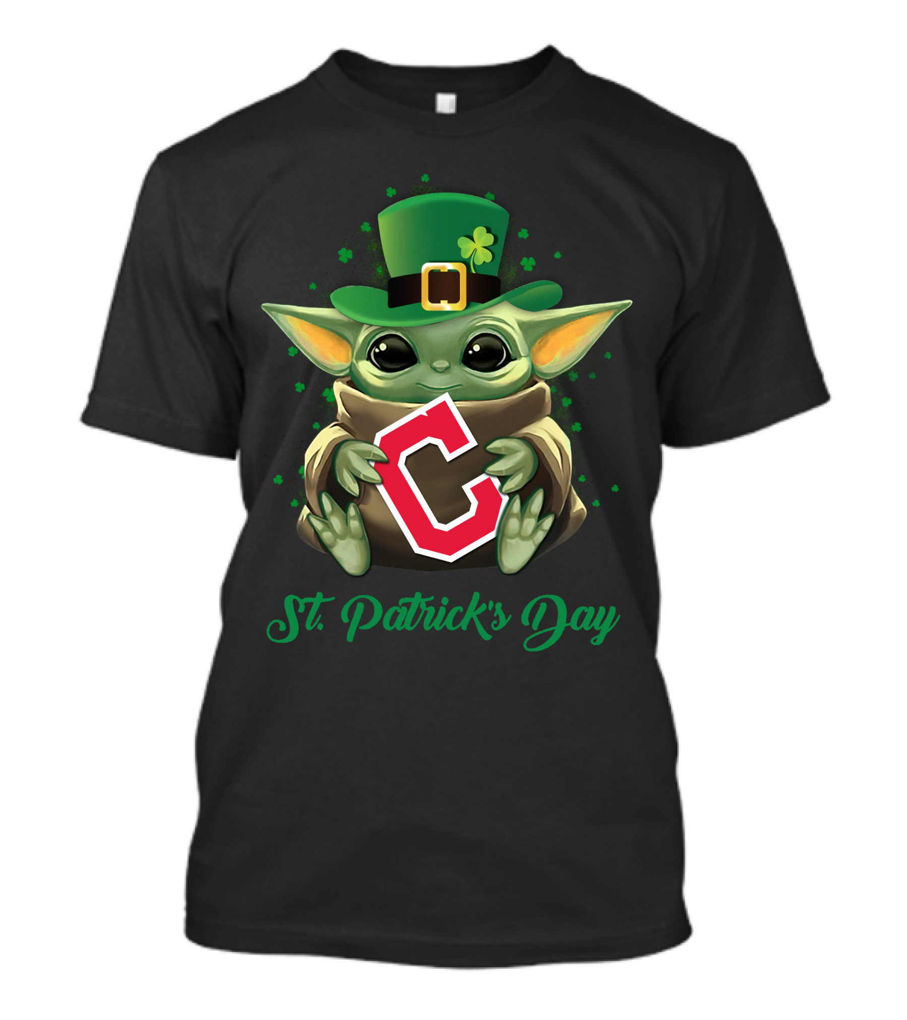 St. Patrick's Day Baby Yoda Cleveland Indians C T-Shirt