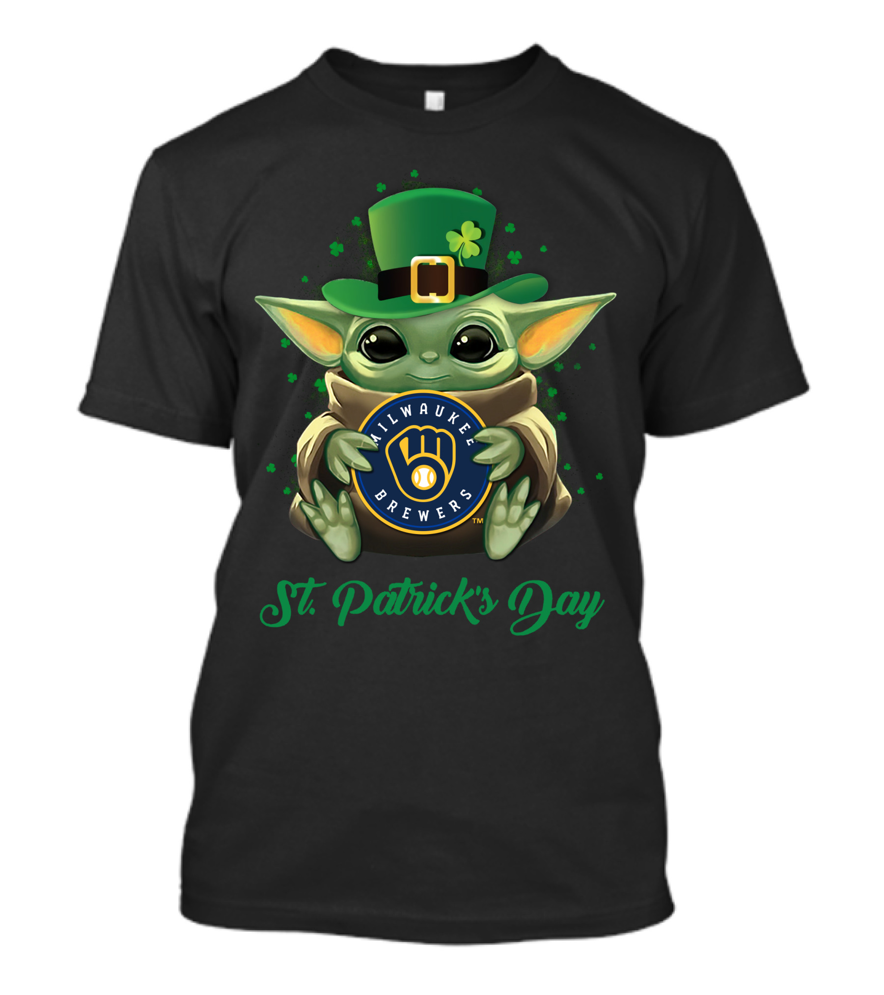 Milwaukee Brewers Baby Yoda St. Patrick's Day T-Shirt