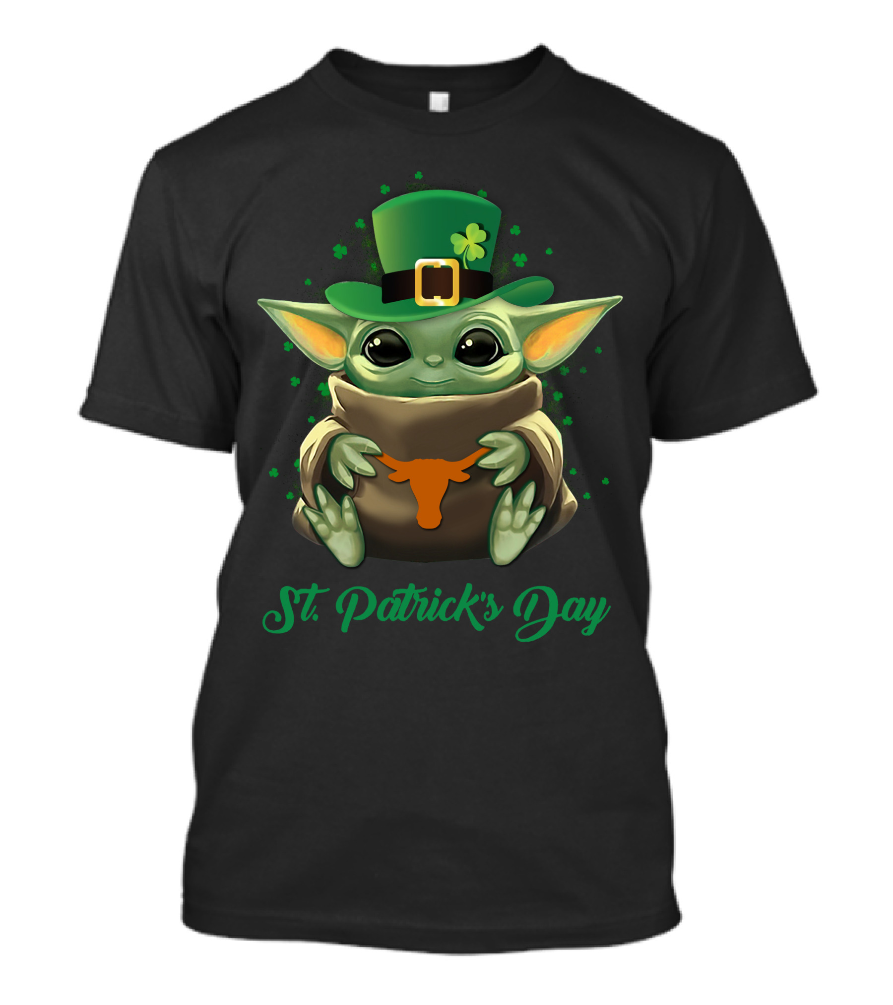 Texas Longhorns Baby Yoda St. Patrick's Day T-Shirt