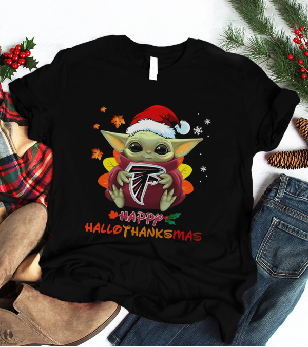 Happy Hallothanksmas Atlanta Falcons Baby Yoda 505 L1PTT T-Shirt