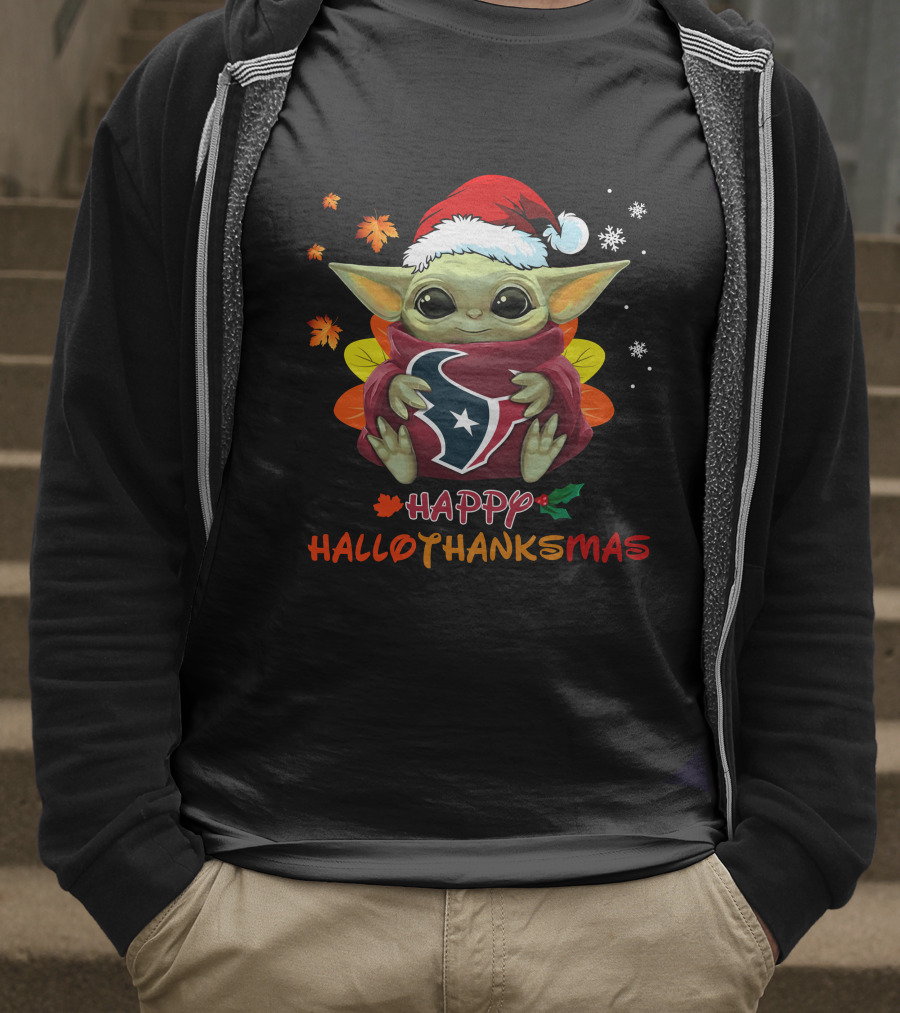 Happy Hallothanksmas Houston Texans Baby Yoda 505 L1PTT T-Shirt