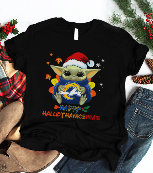 Happy Hallothanksmas Los Angeles Rams Baby Yoda Holiday 505 L1PTT T-Shirt
