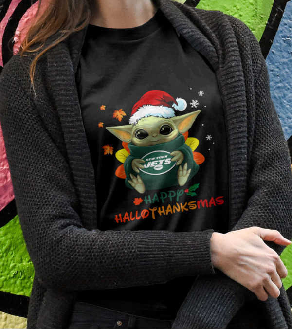 Happy Hallothanksmas New York Jets Baby Yoda 505 L1PTT T-Shirt