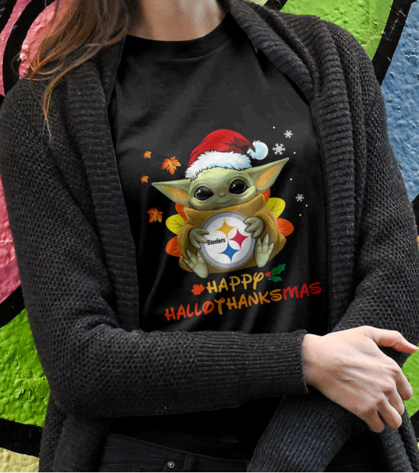 Happy Hallothanksmas Pittsburgh Steelers Baby Yoda 505 L1PTT T-Shirt