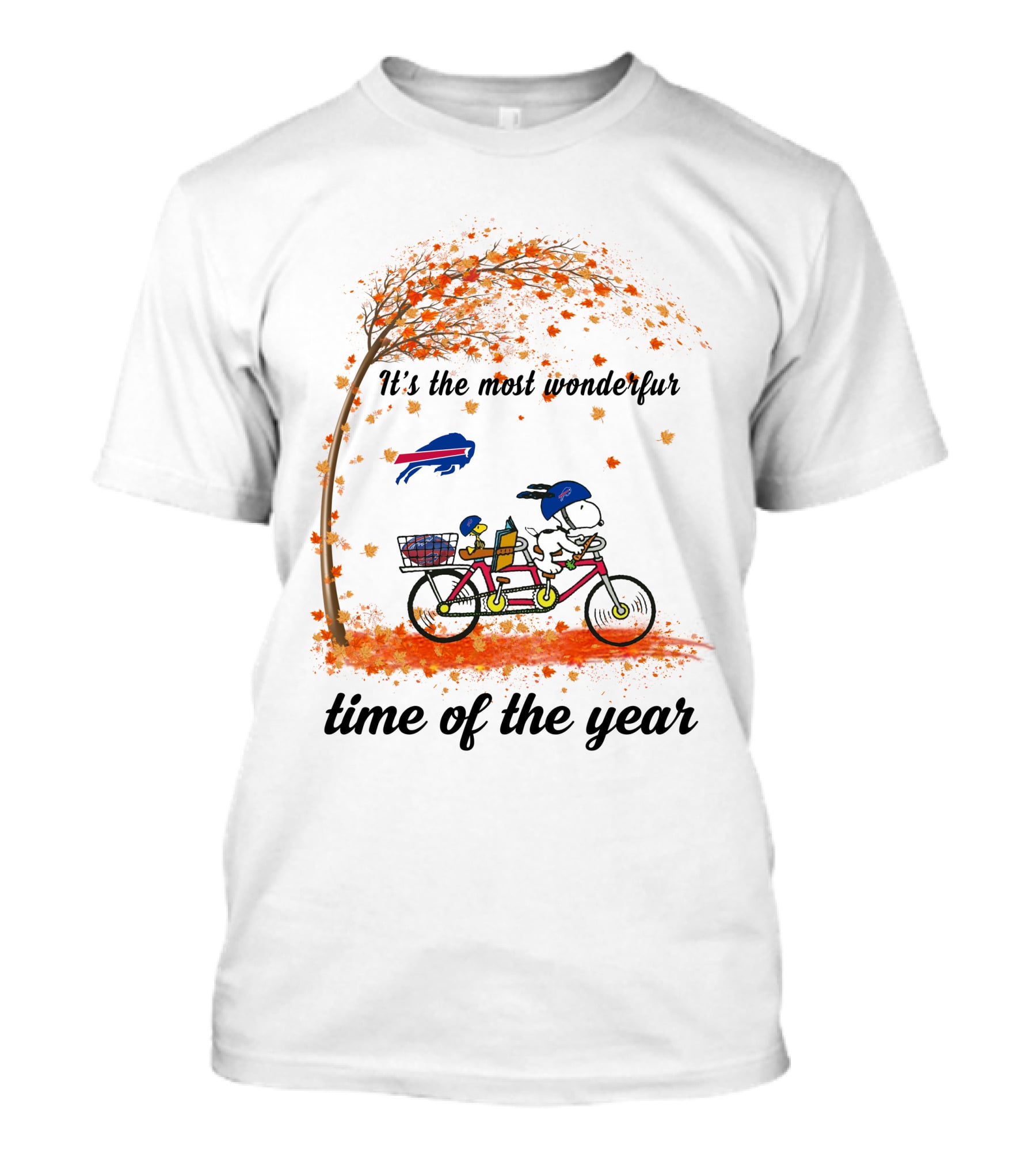It's The Most Wonderful Time Of The Year Buffalo Bills Autumn Snoopy Tandem Bicycle T-Shirt