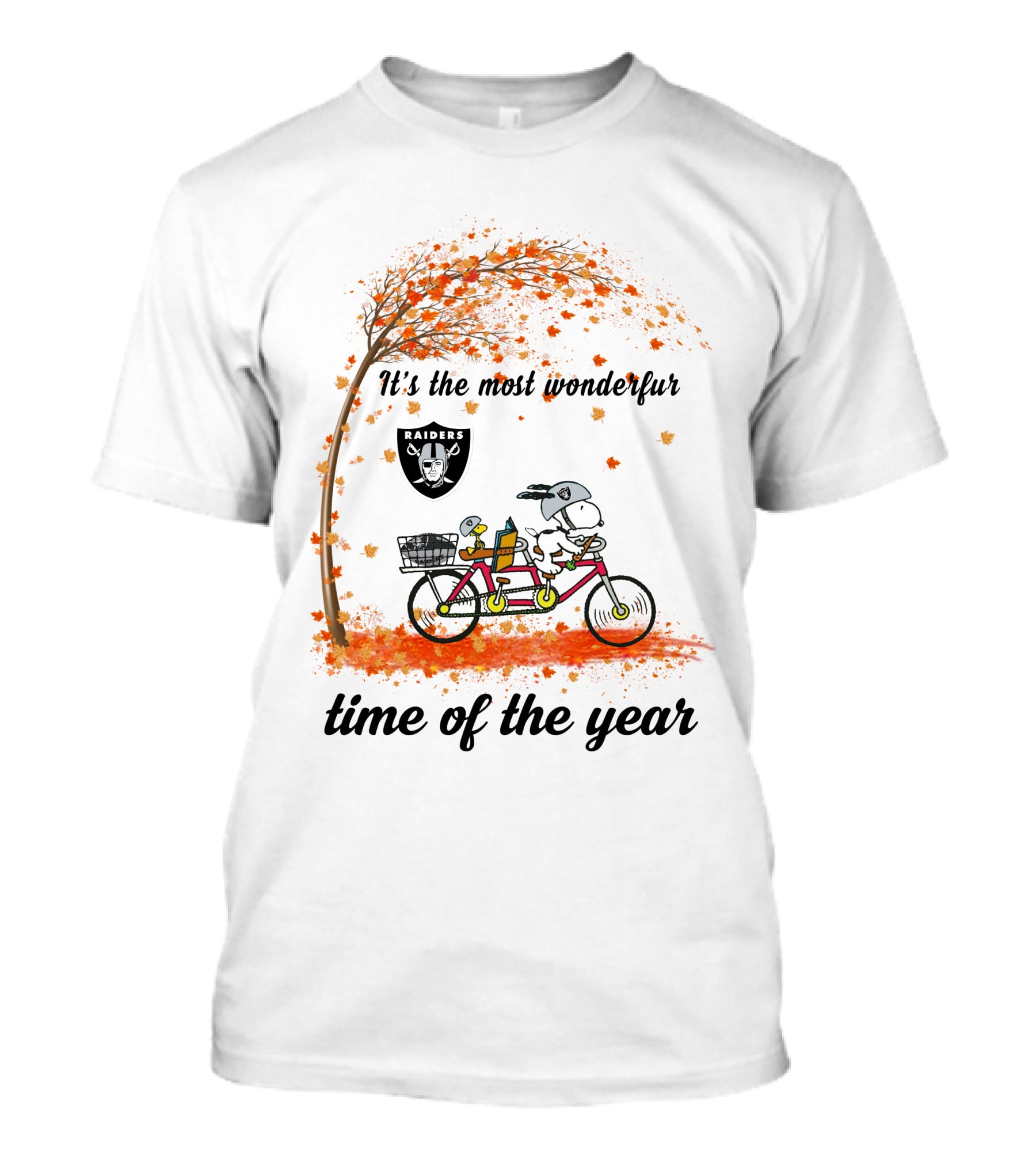 Las Vegas Raiders Autumn Bike Snoopy It's The Most Wonderful Time Of The Year T-Shirt