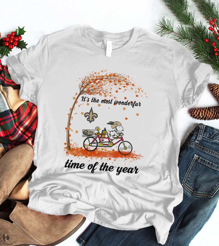 New Orleans Saints It's The Most Wonderful Time Of The Year Autumn Leaves Tandem Cycling T-Shirt