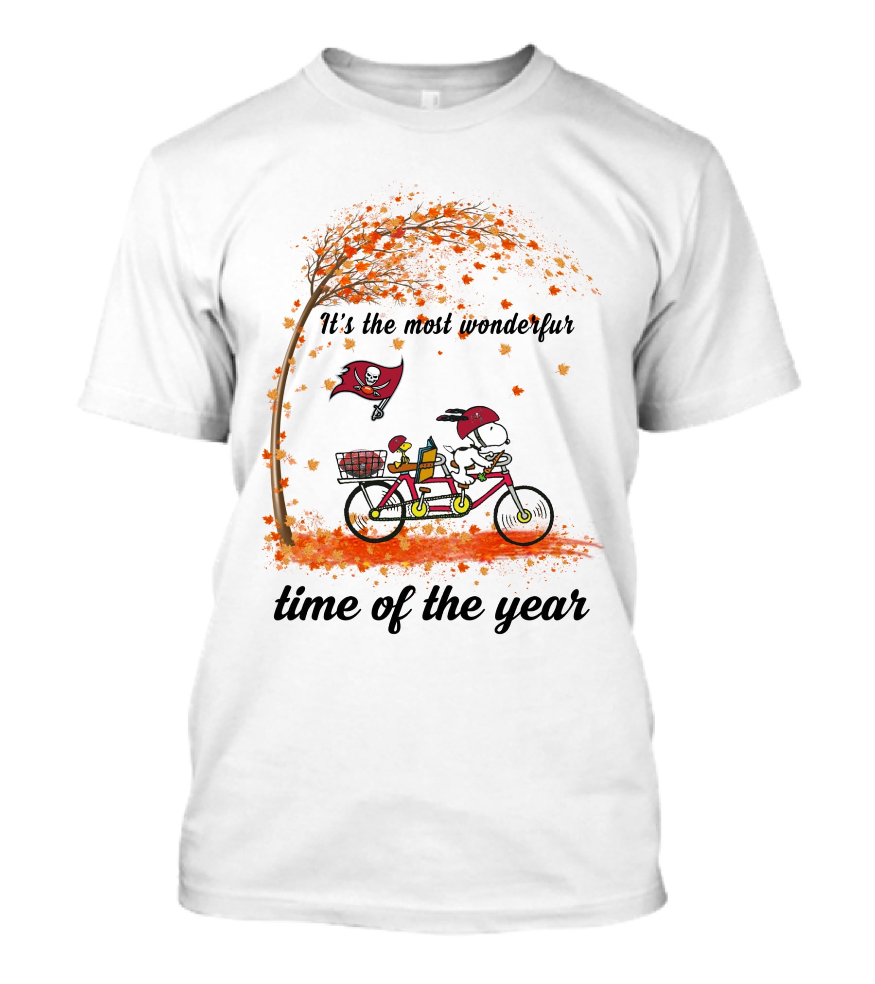 Tampa Bay Buccaneers It's The Most Wonderful Time Of The Year Autumn Snoopy Bicycle T-Shirt