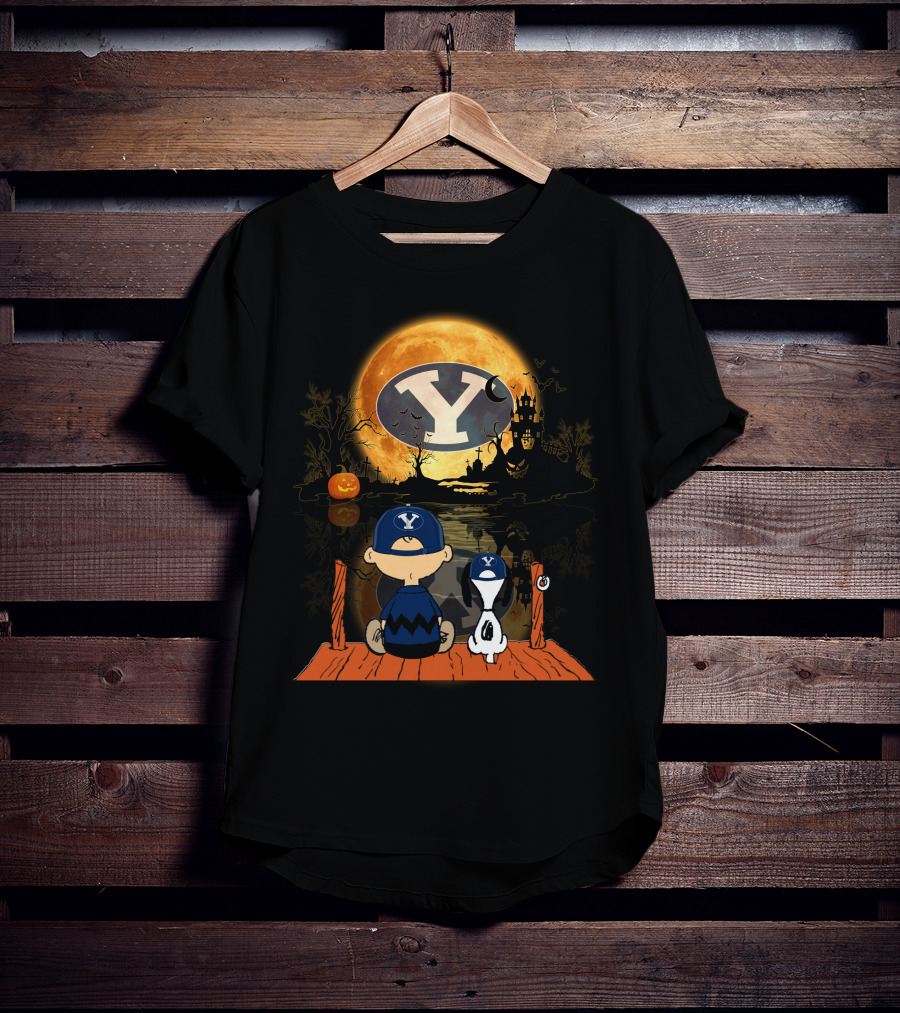 BYU Cougars Halloween Moon Peanuts Reflection T-Shirt
