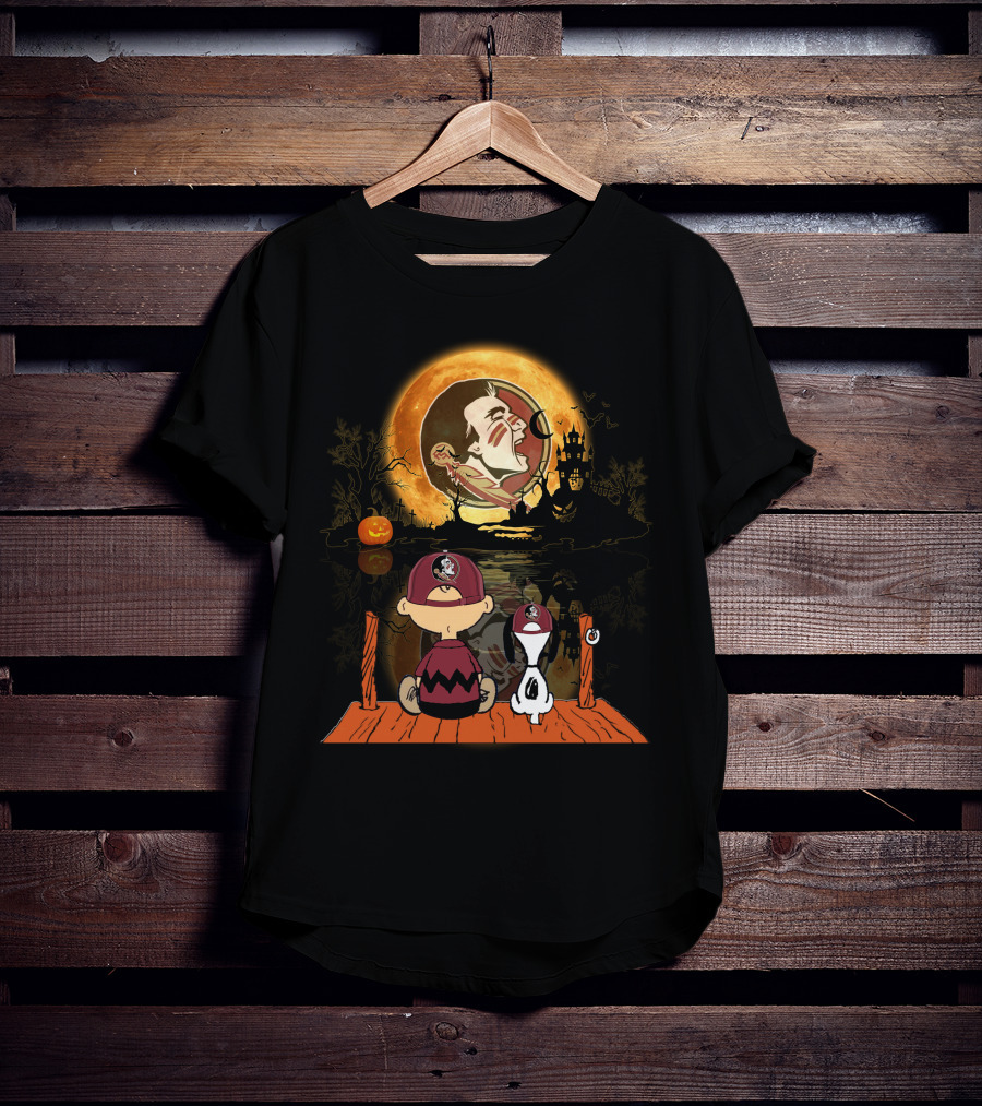 Florida State Seminoles Halloween Moon Peanuts Charlie Brown Woodstock T-Shirt