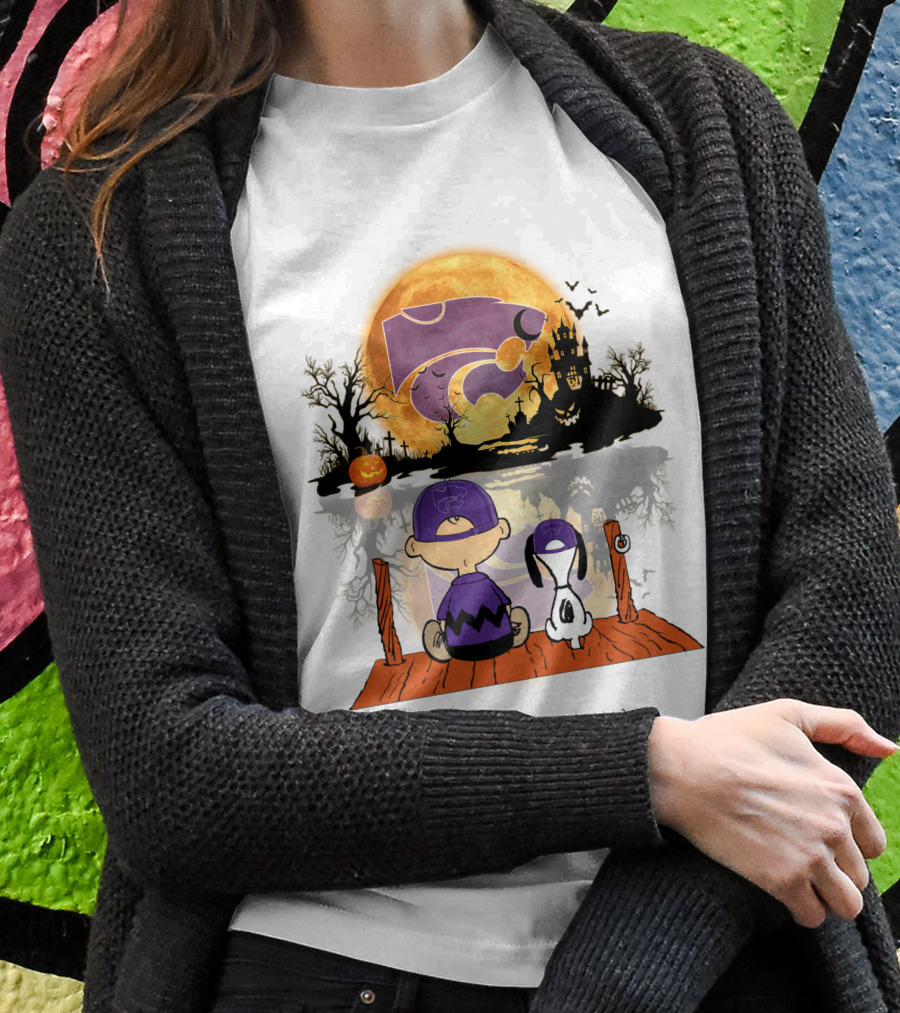 Kansas State Wildcats Halloween Moon Peanuts T-Shirt